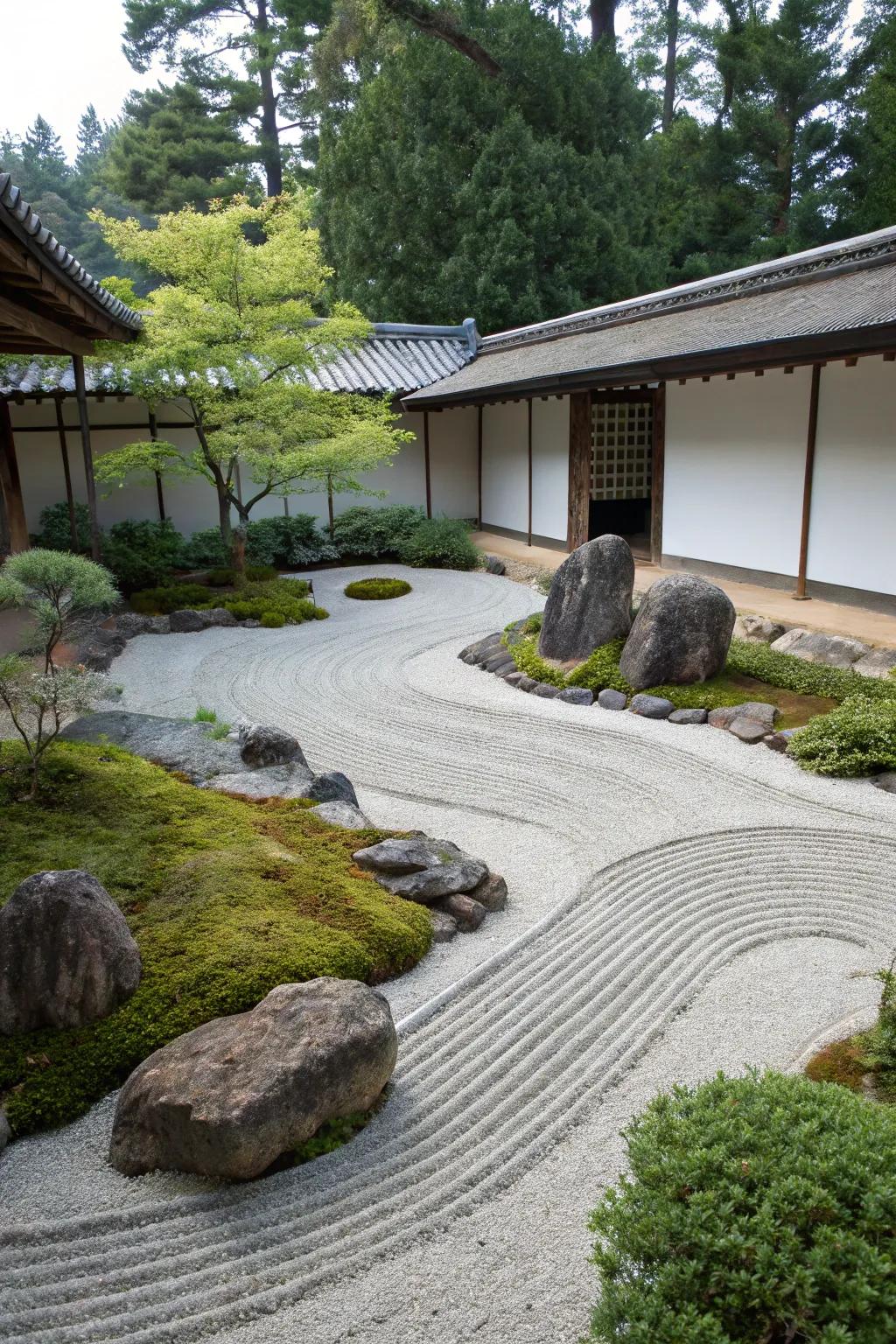A Zen garden offering tranquility and peace.