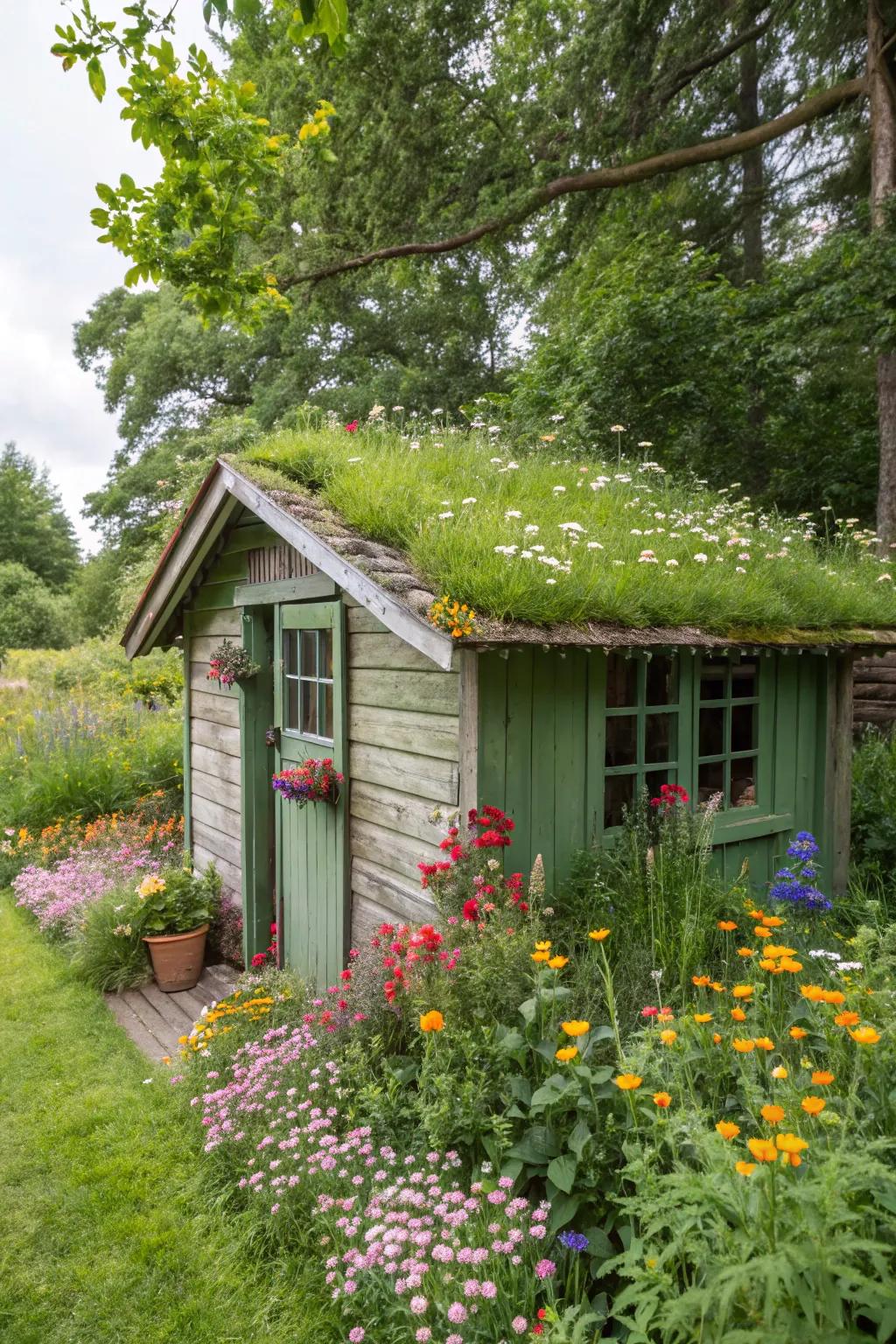 A vibrant green roof providing habitat for pollinators.
