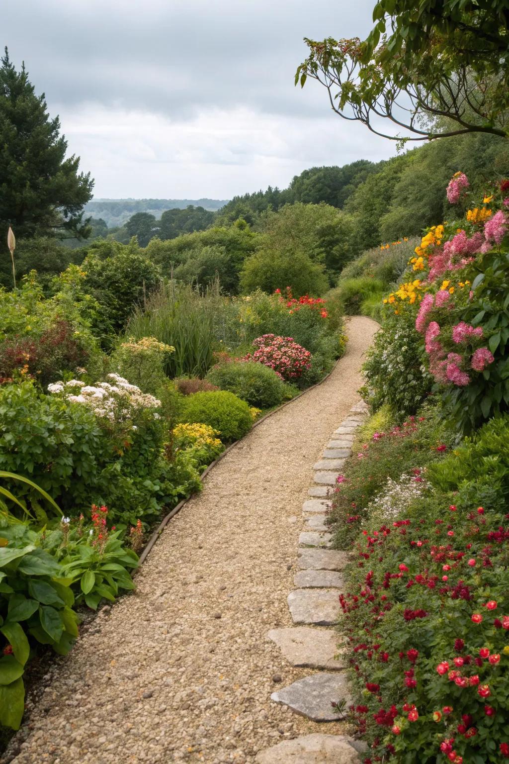 A decorative gravel path adding texture and definition.