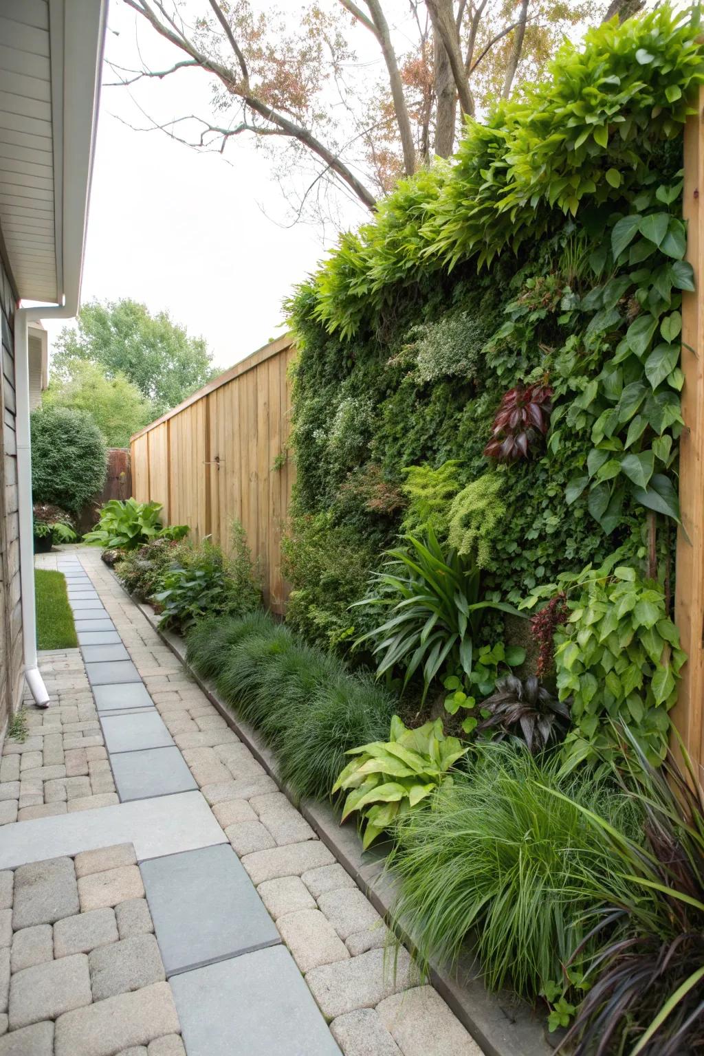 A vibrant living wall offering privacy and natural beauty