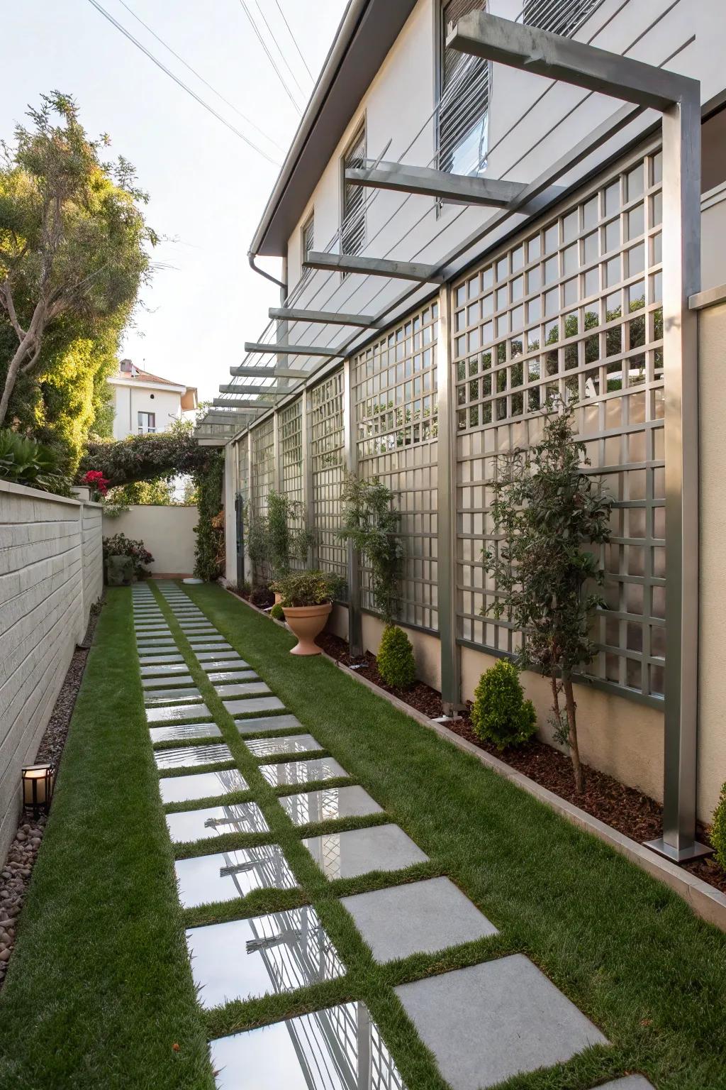 A mirrored trellis for privacy and a sense of space