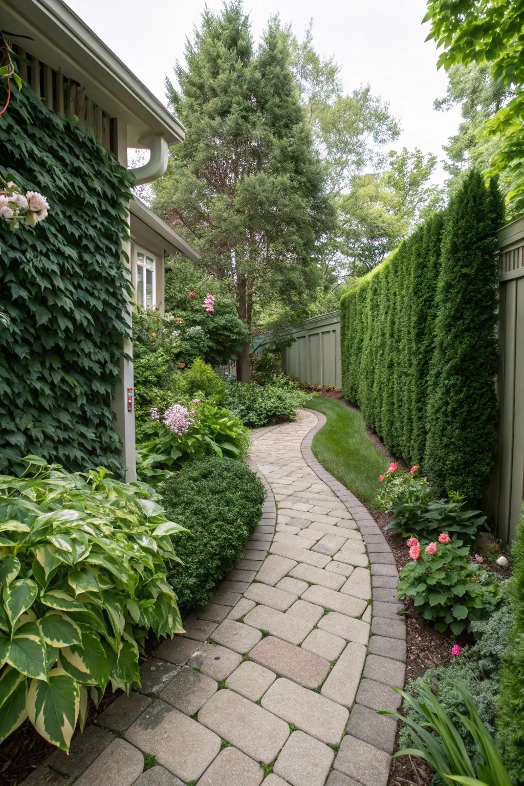 A curved pathway adding both privacy and charm