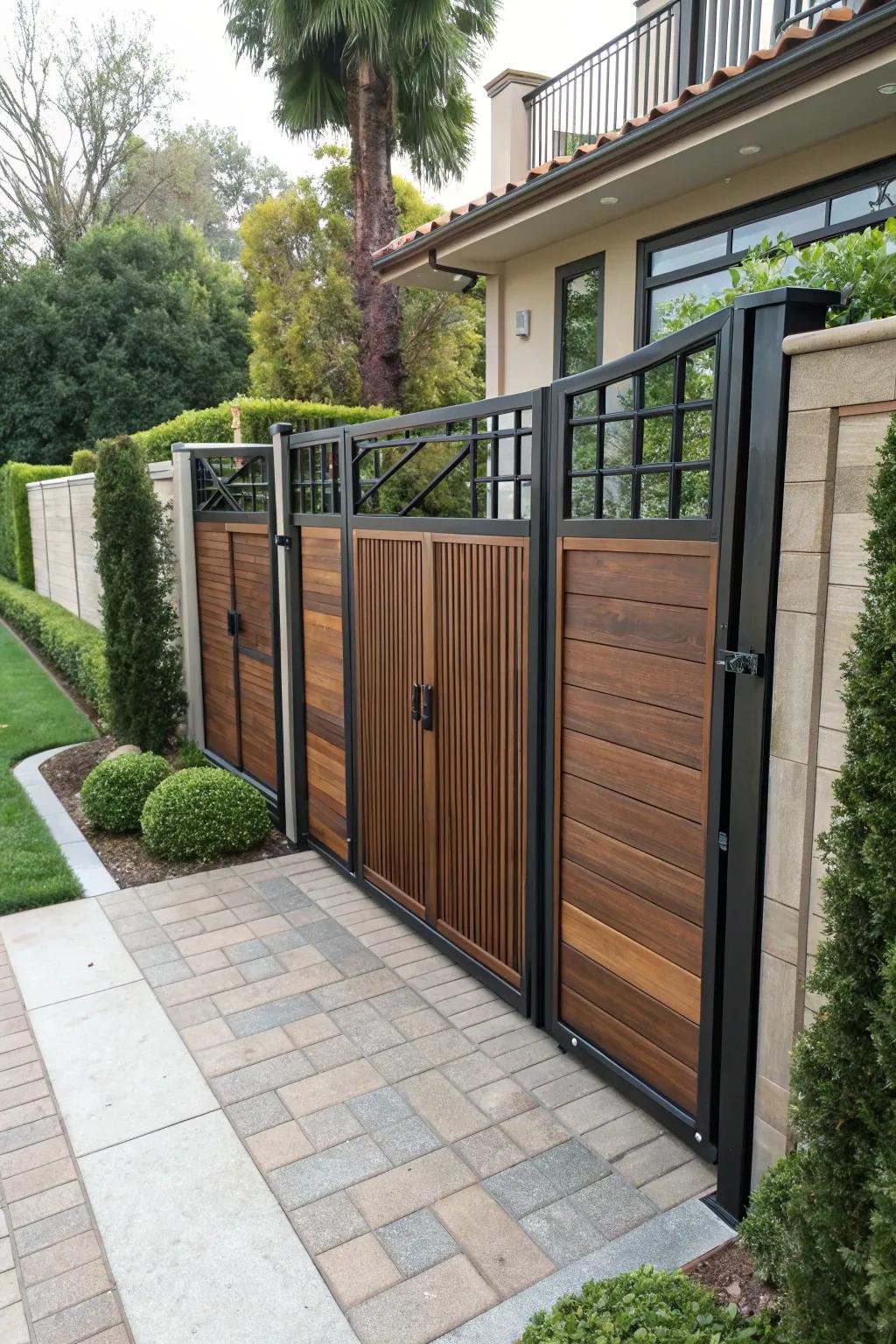 Mix materials for a unique and stylish bifold gate.