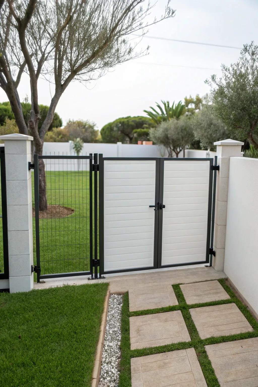 Achieve a sleek look with invisible hinges on your bifold gate.