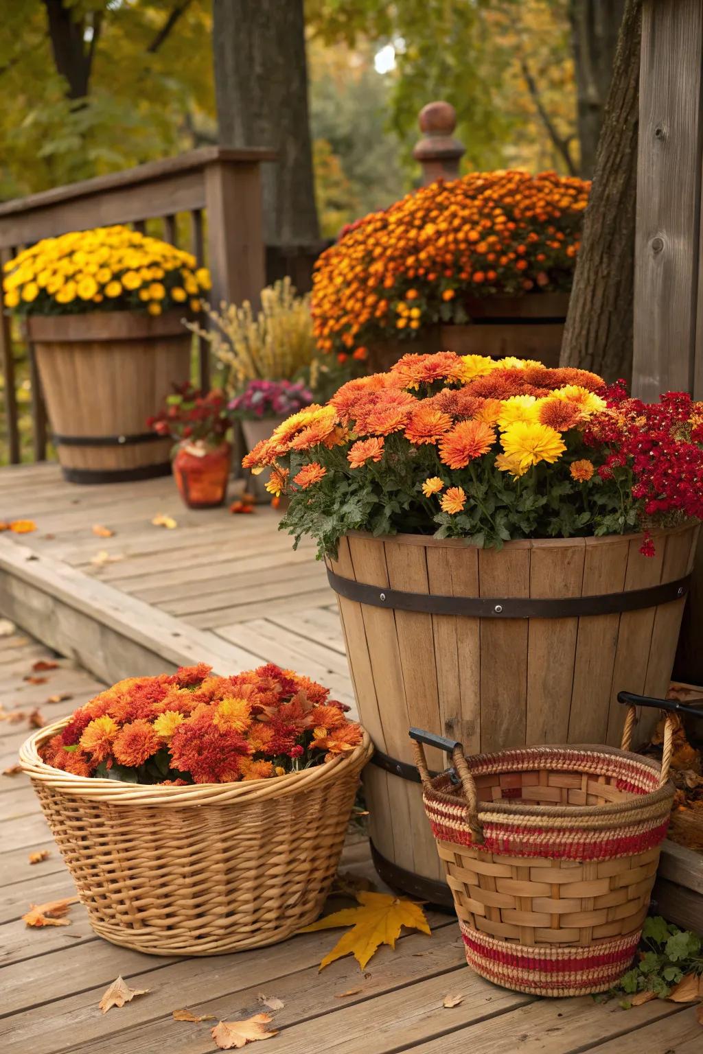 Natural materials complement the autumn palette beautifully.