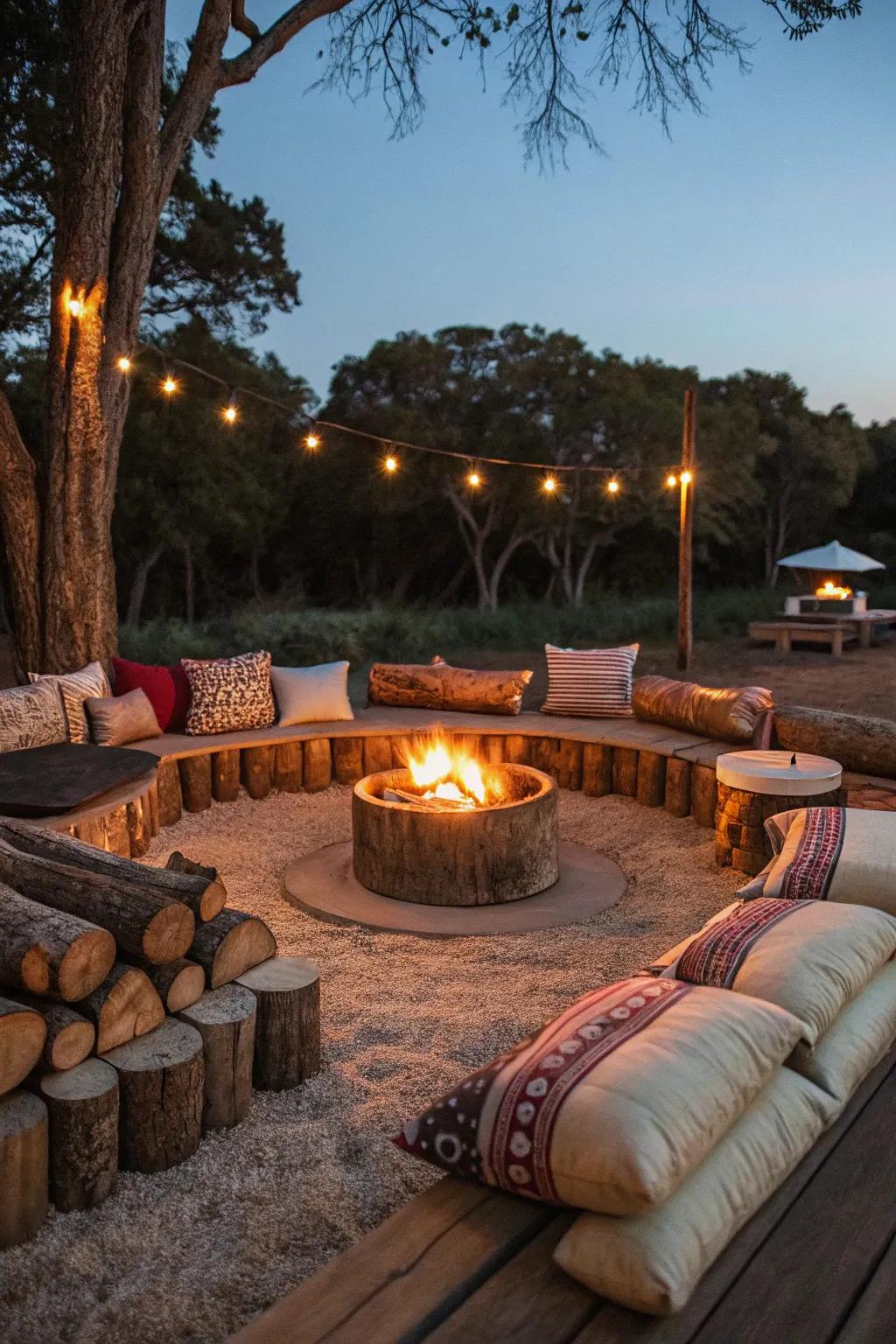 Camp-style seating offering a cozy spot for guests to gather.