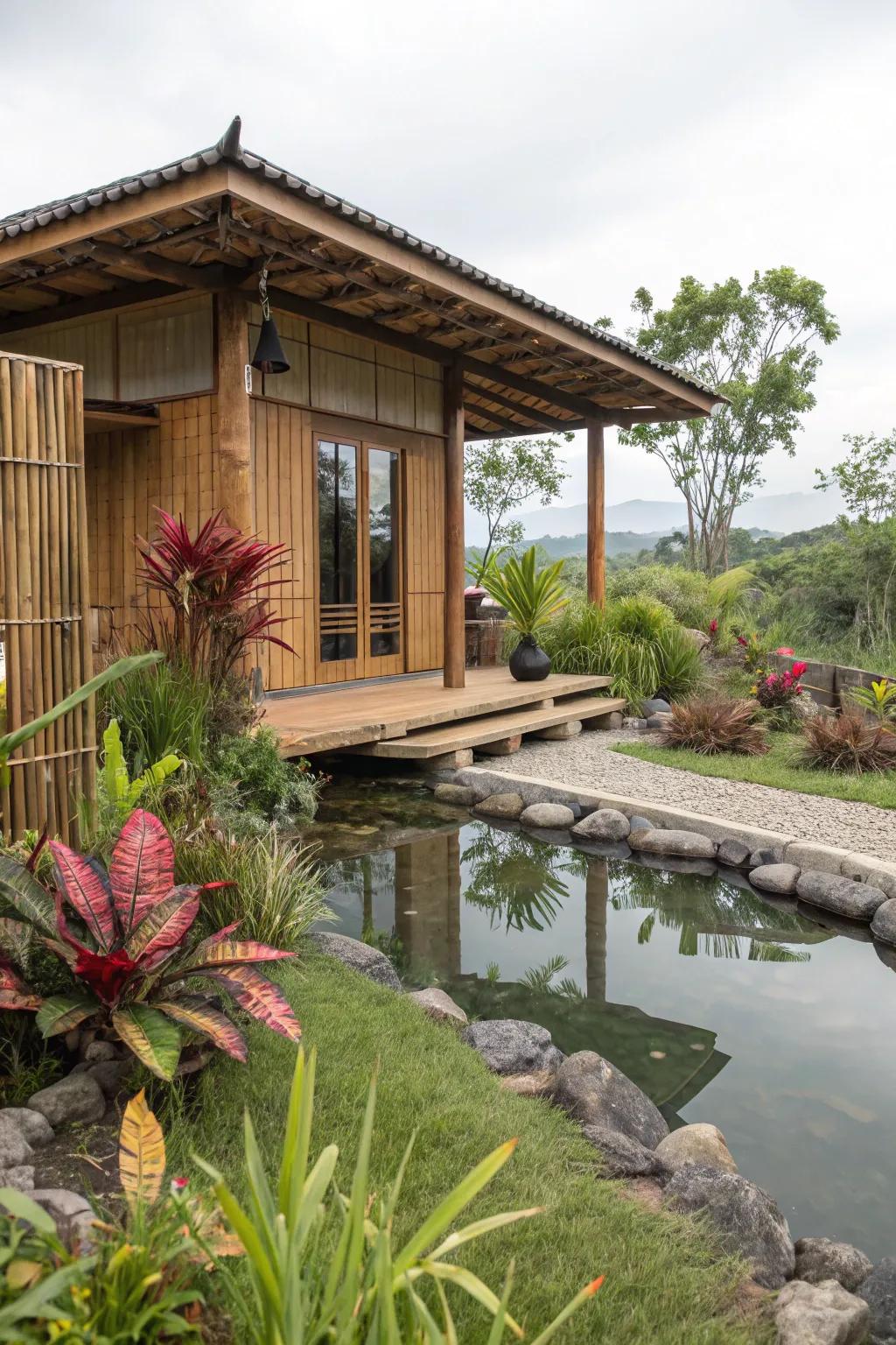 A modern bahay kubo surrounded by nature feels like a peaceful retreat.