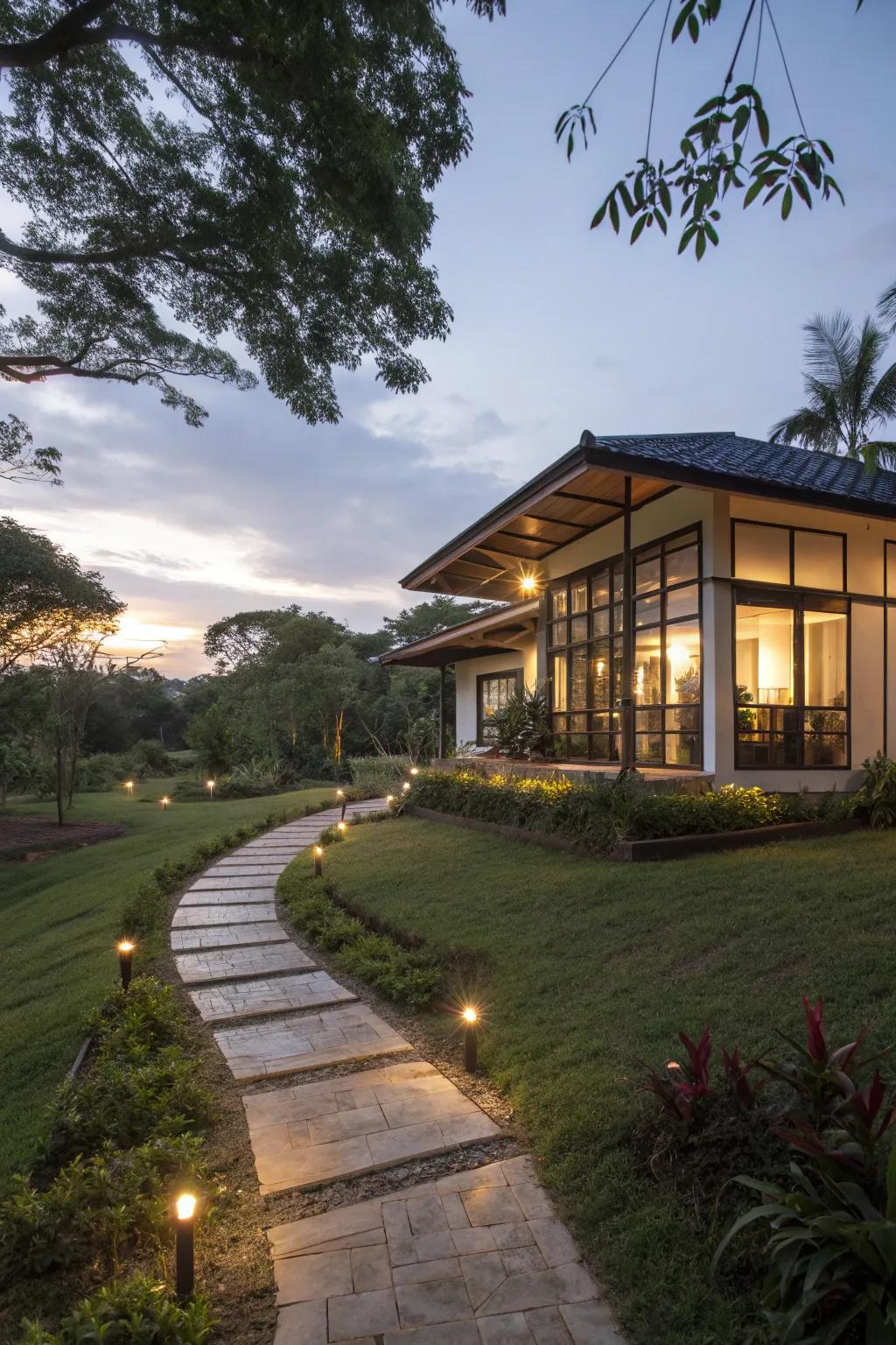 Eco-friendly lighting adds magic to a bahay kubo while being environmentally conscious.