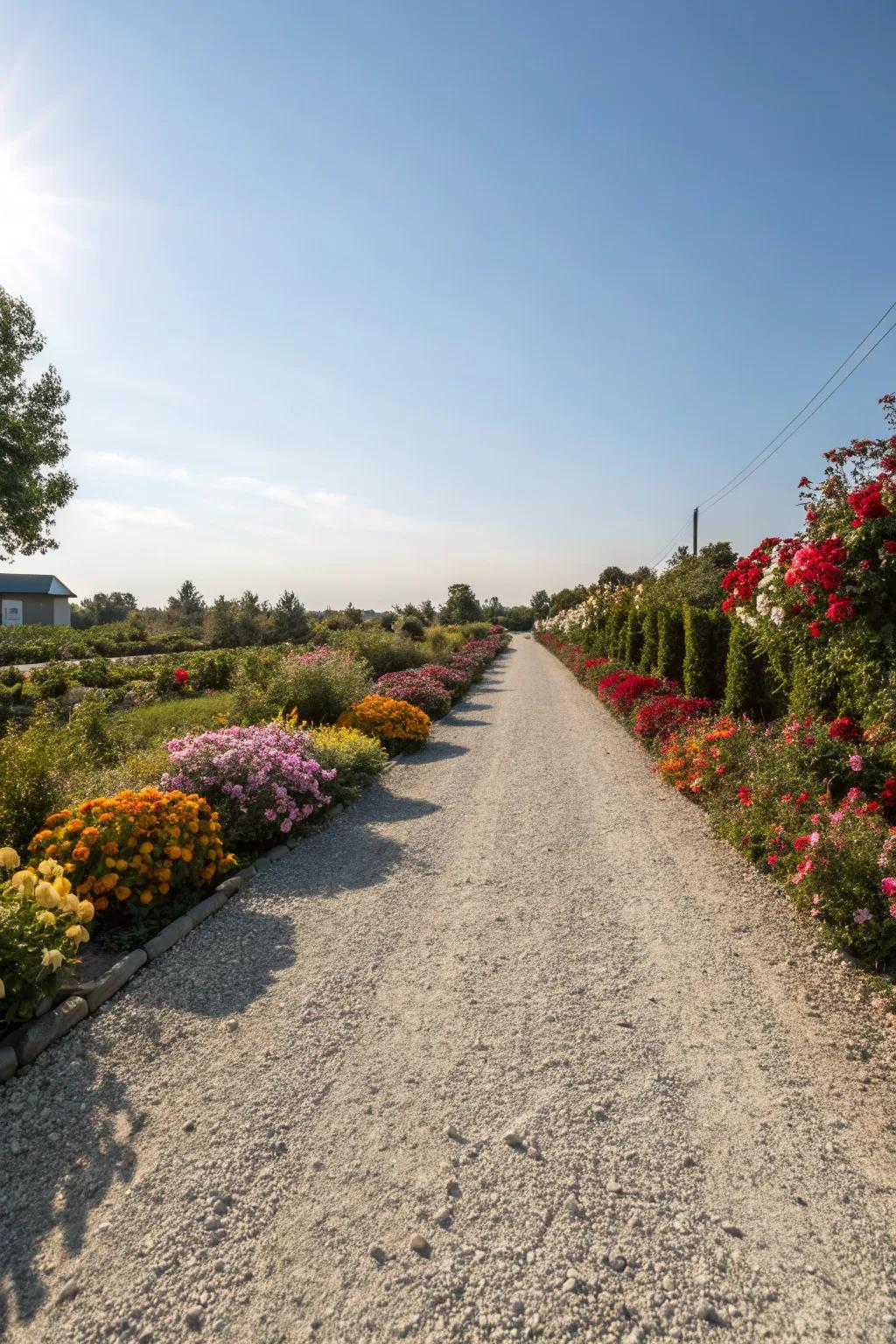 Flower beds adding a splash of color and charm.