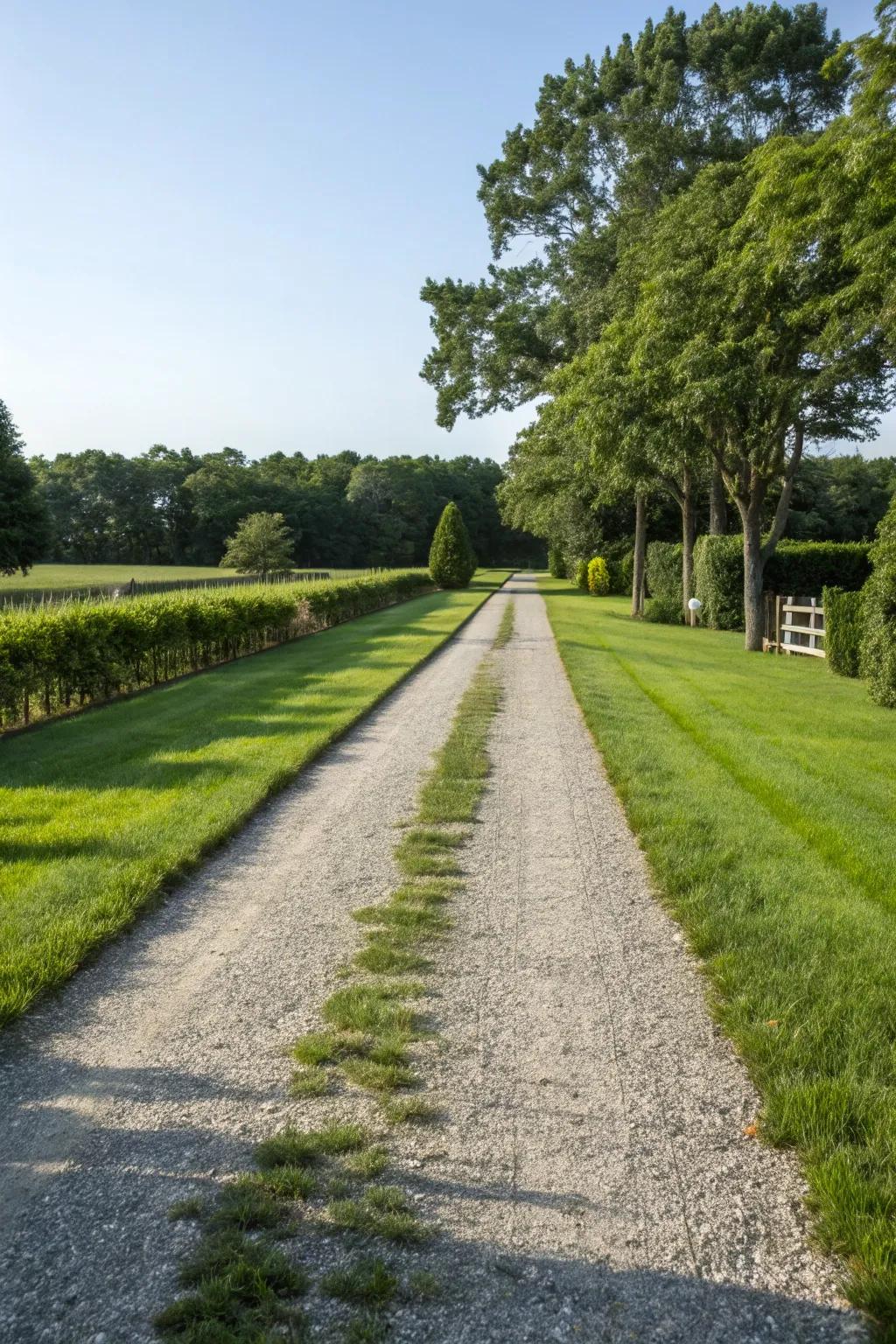 Grass borders creating a seamless transition to the lawn.