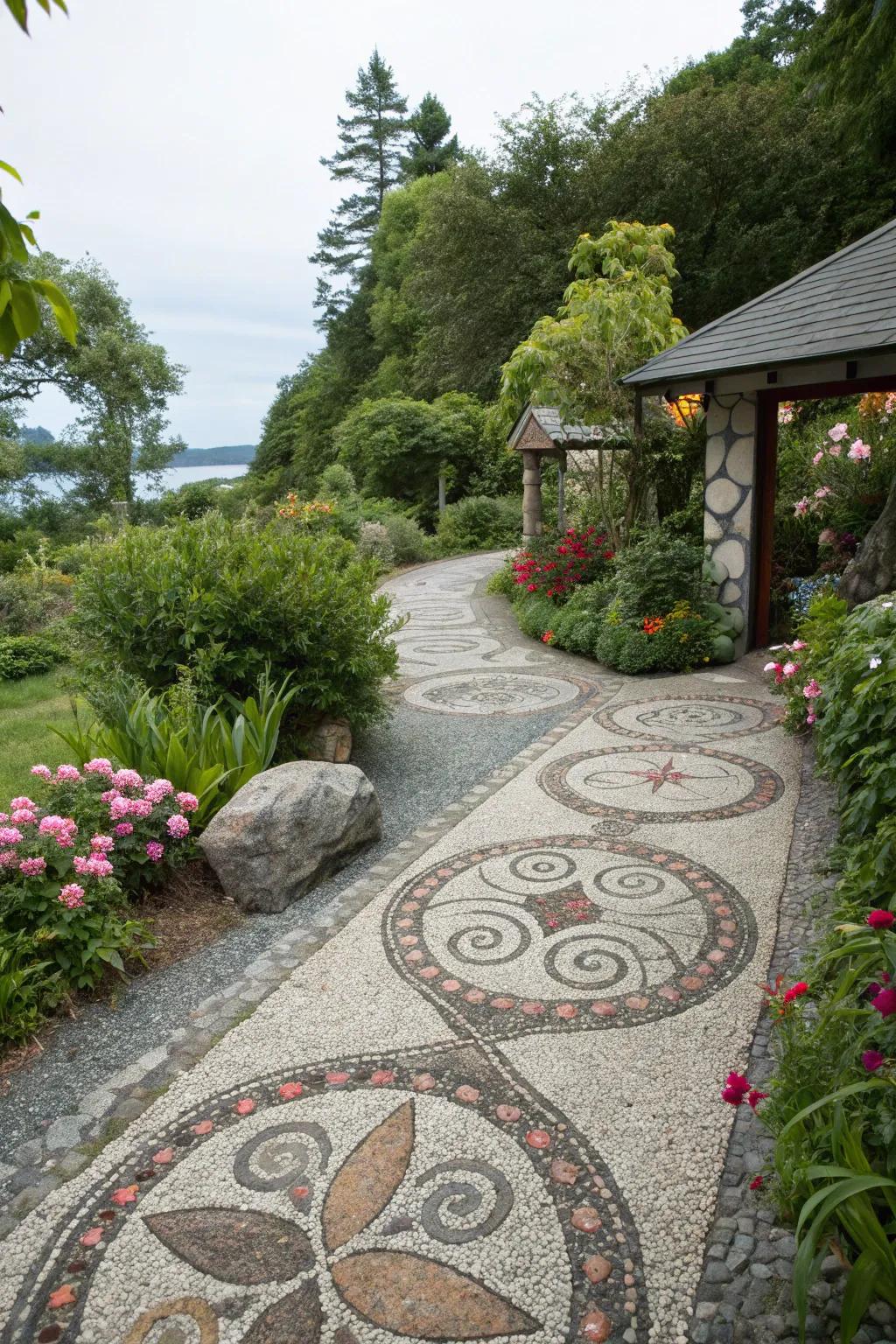 Artistic gravel patterns showcasing creativity and individuality.