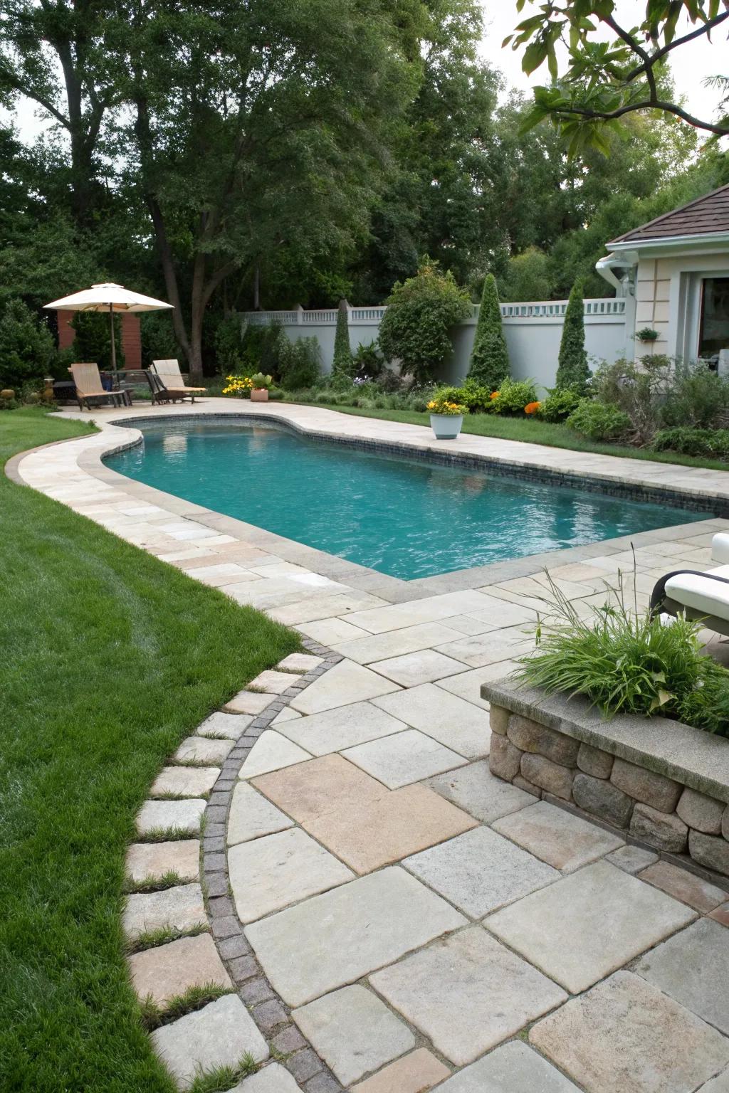 Stone pavers create a resort-like feel around your pool.
