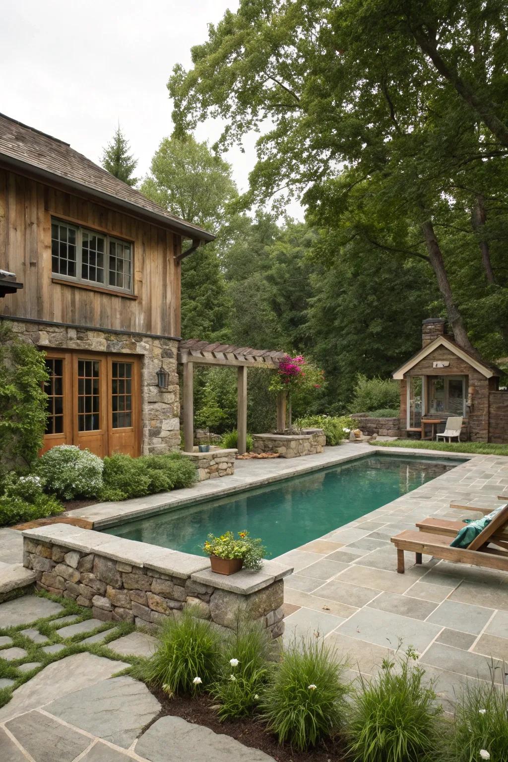 Natural materials bring an earthy feel to your pool design.