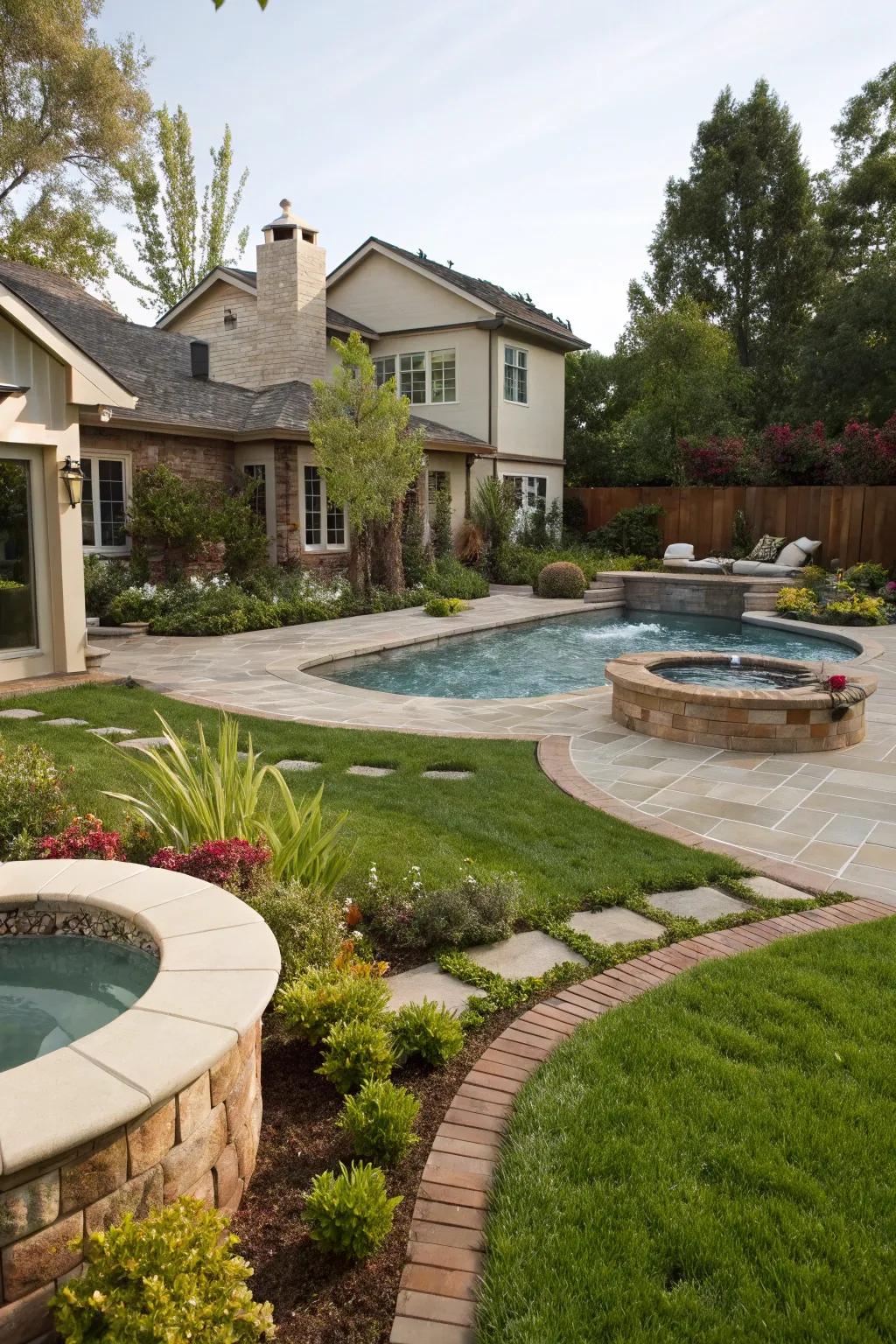 A spa feature adds luxury and relaxation to your pool area.