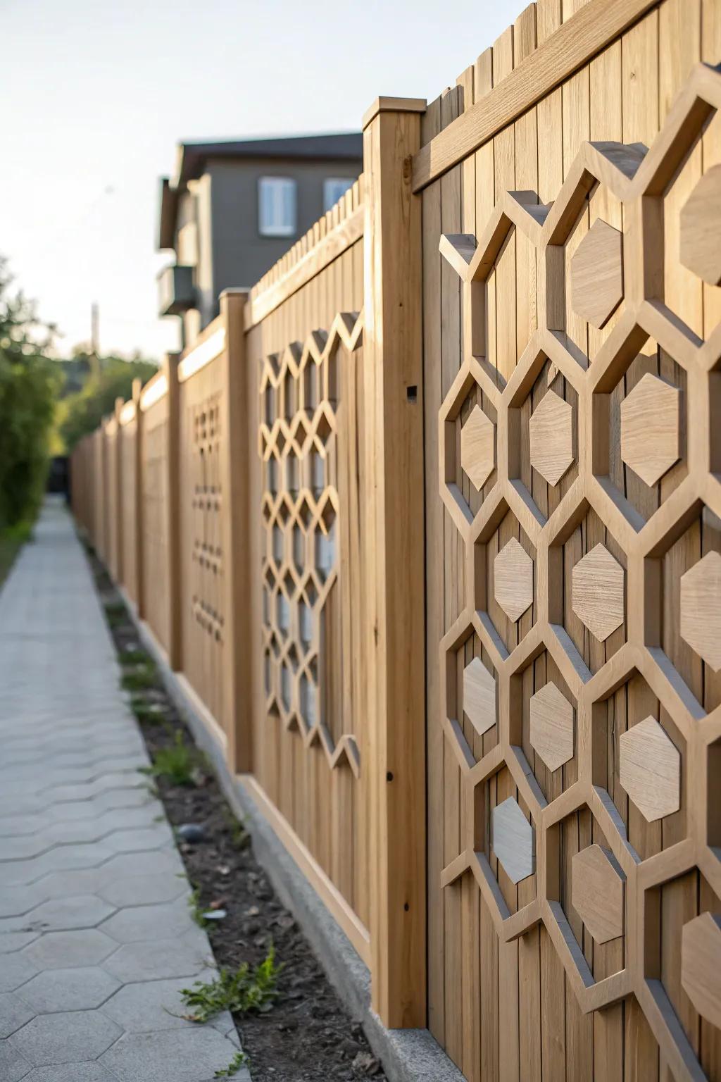 Geometric patterns add a modern twist to traditional fences.