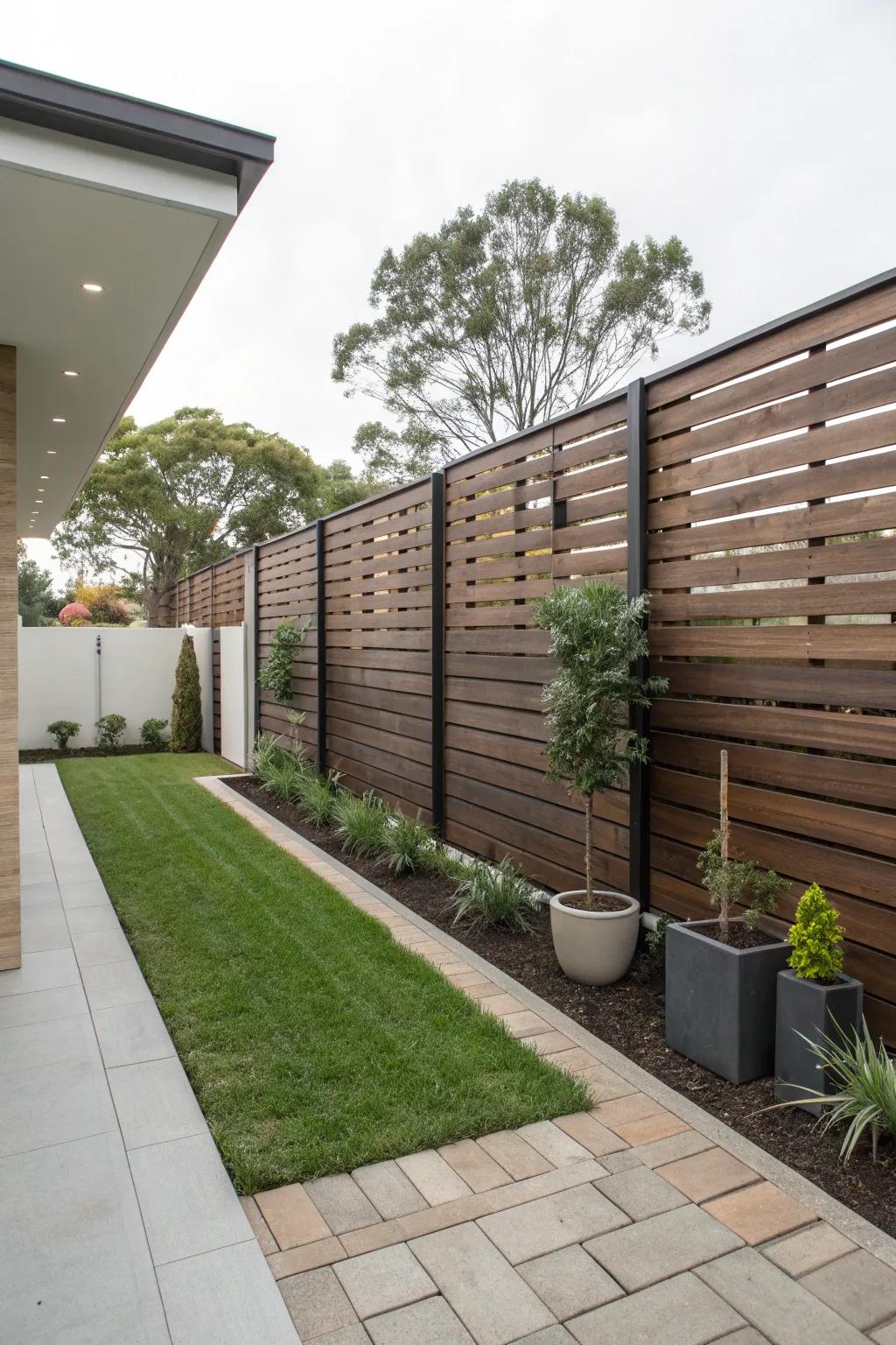 Horizontal slats offer a modern aesthetic with clean lines.