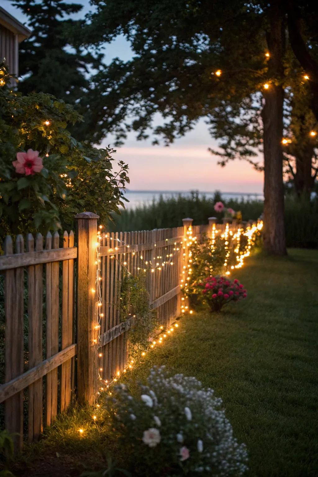 Lighting can transform your fence into an enchanting evening feature.