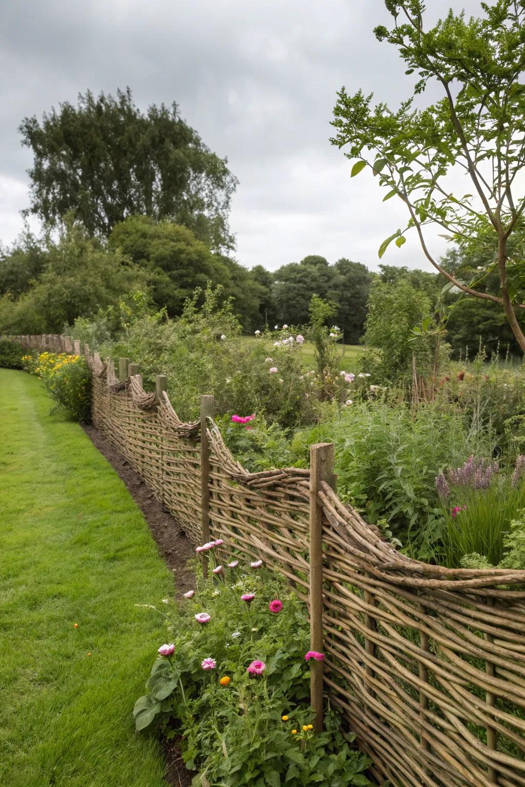 Woven willow fences bring natural beauty and organic shapes.