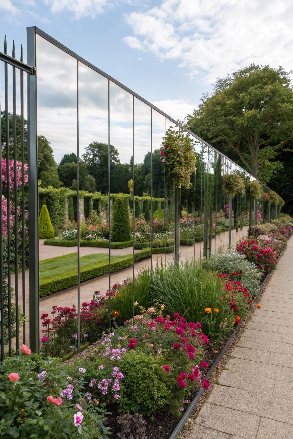 Mirror panels on fences can enhance the sense of space in your garden.