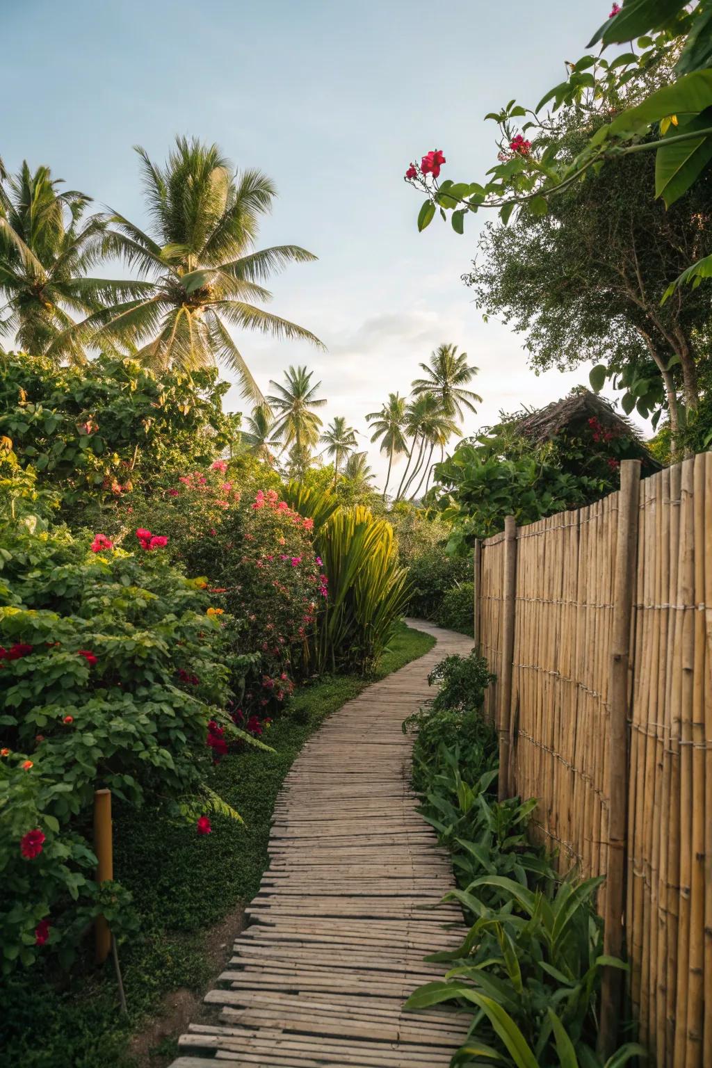 Bamboo fences add an exotic flair and create a serene retreat.