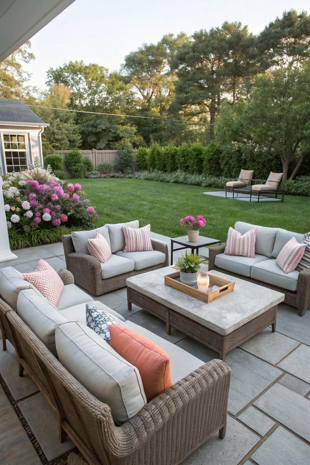 Comfortable seating sets the tone for relaxation.