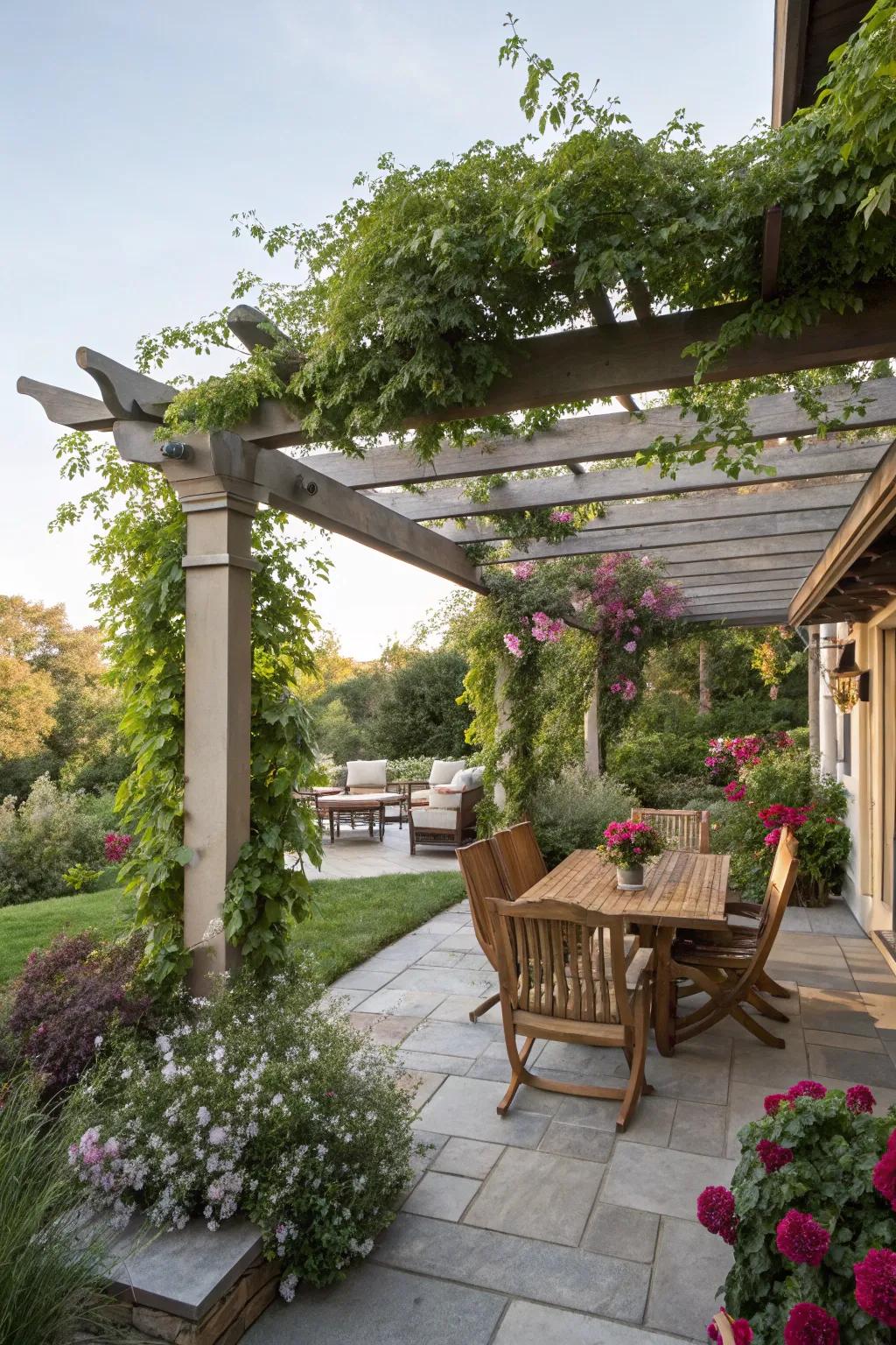 A pergola offers shelter and style.