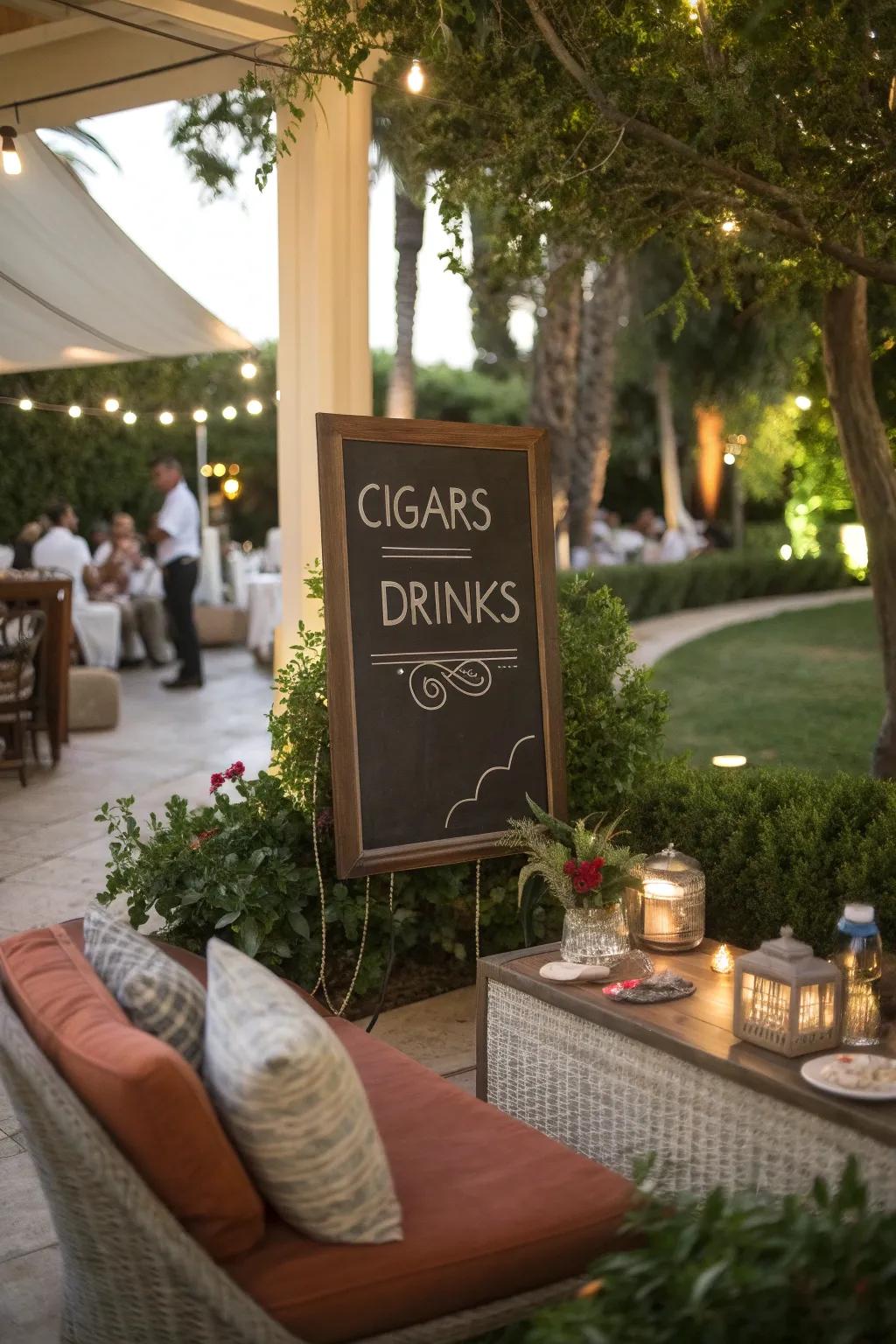 Chalkboard signs add a personal touch.