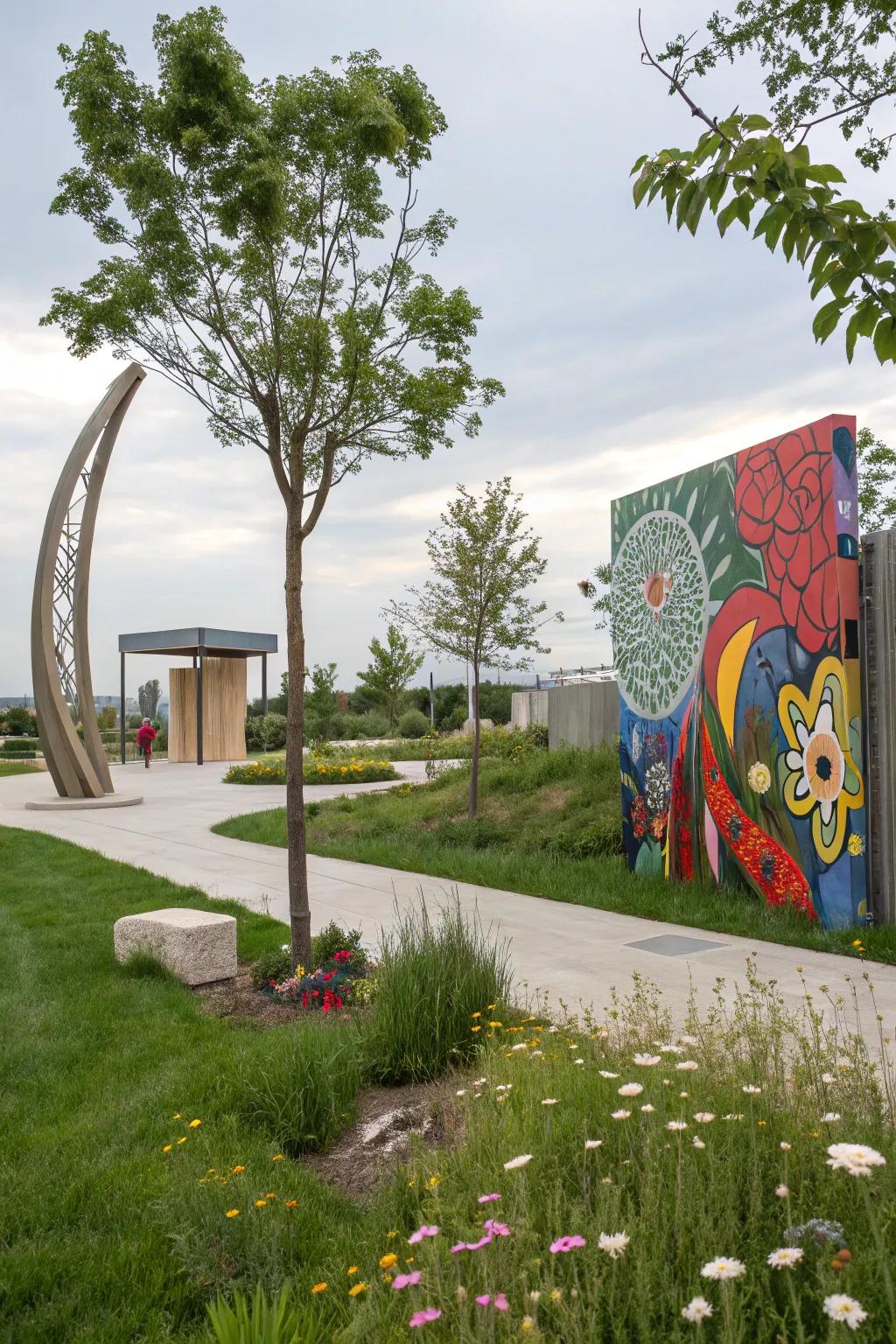 Art installations create a unique vibe.