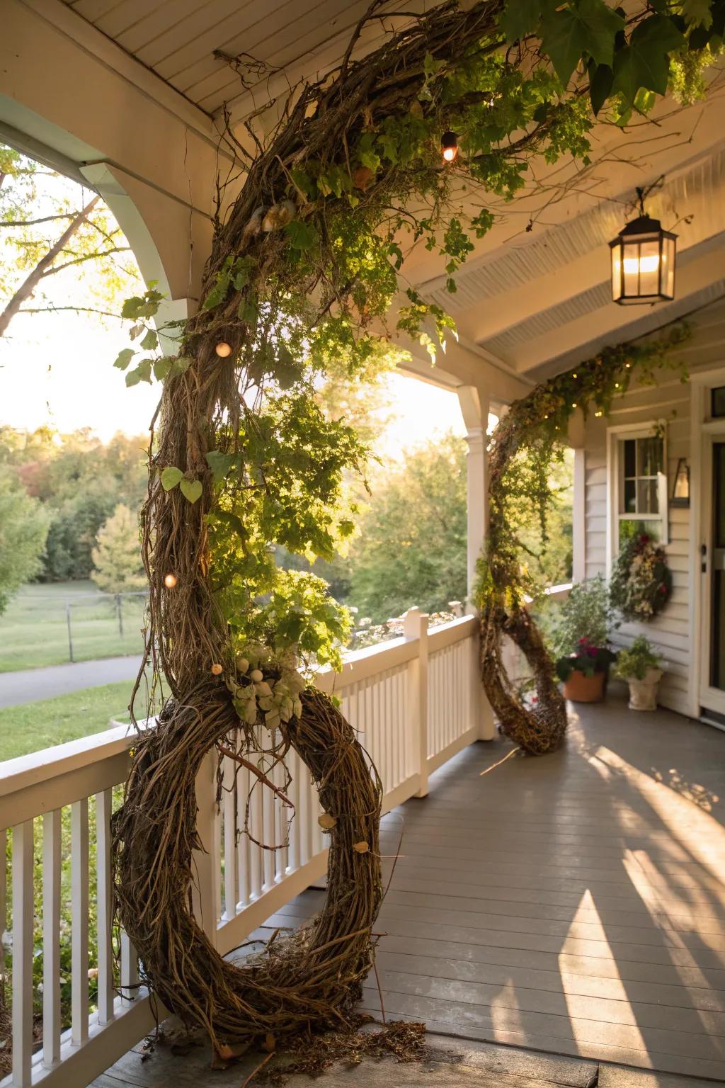 Foraged foliage adds an organic touch to your porch.