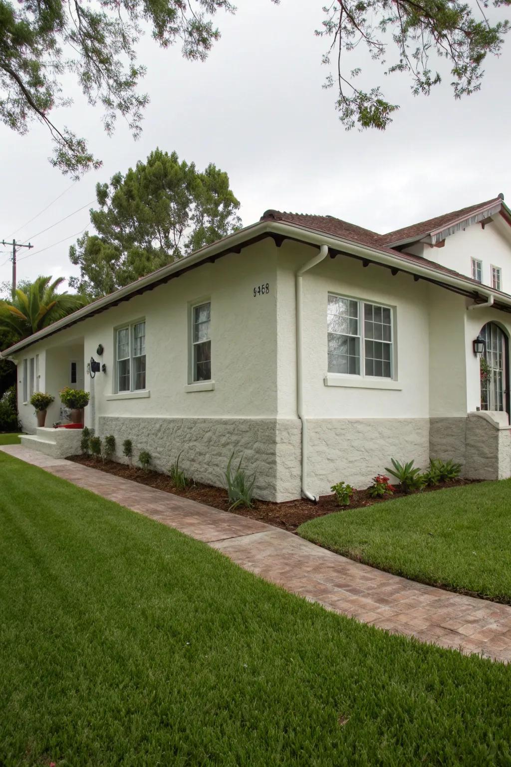 Stucco provides a smooth and durable finish for block foundations.