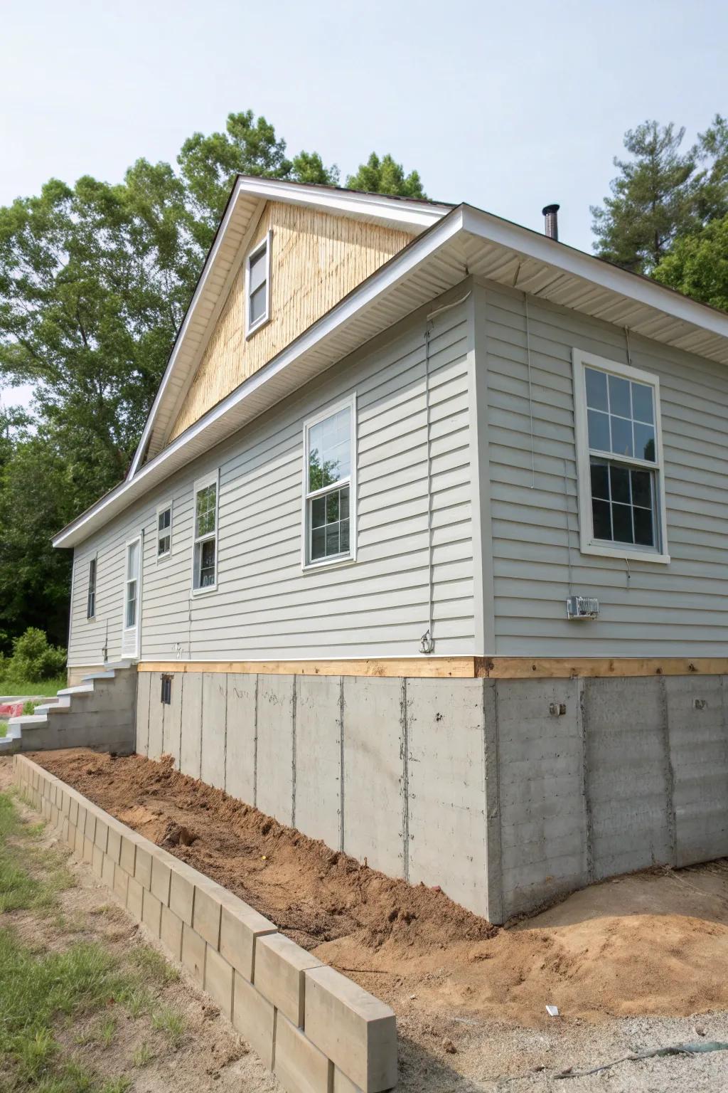Fiber cement boards provide strength and durability.