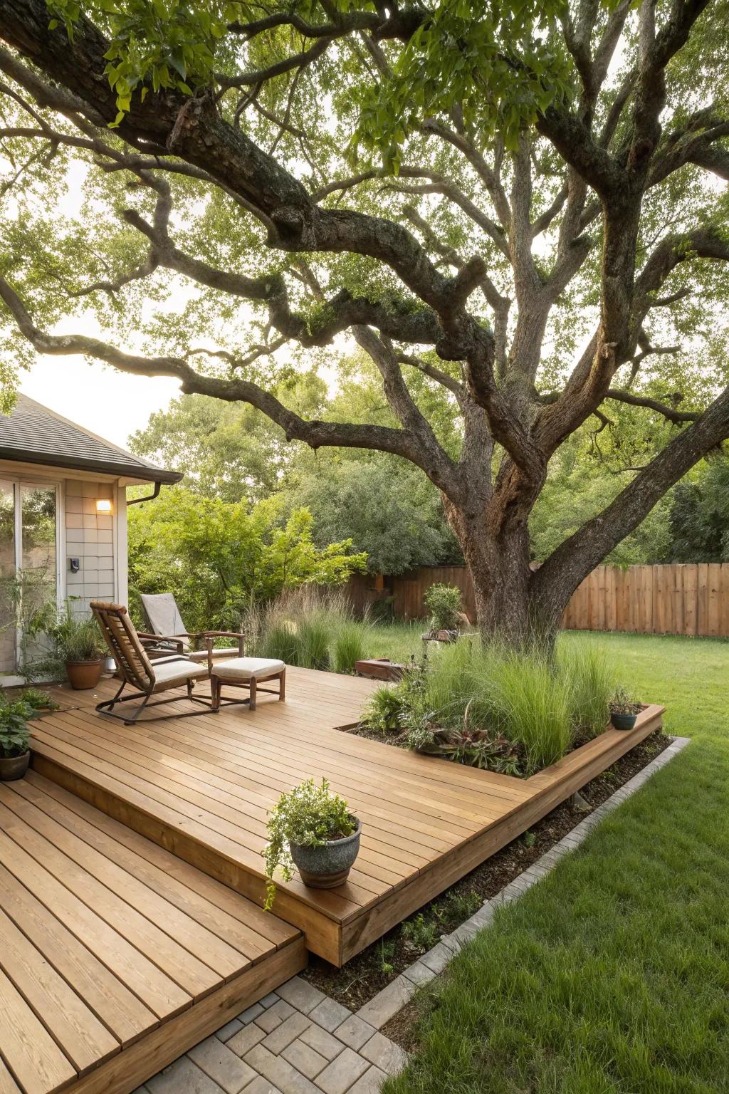 Incorporate trees into your patio for natural shade and beauty.