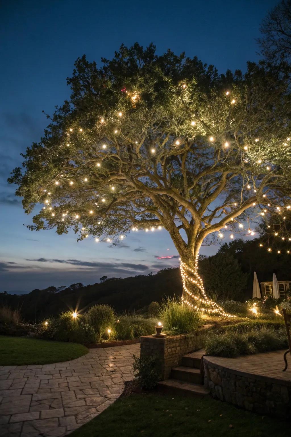 Night lighting transforms your garden into a magical space.