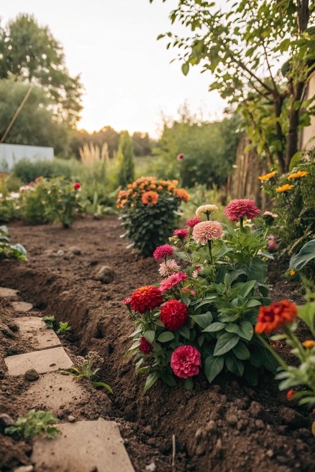 Thoughtful use of color creating a balanced and vibrant garden.