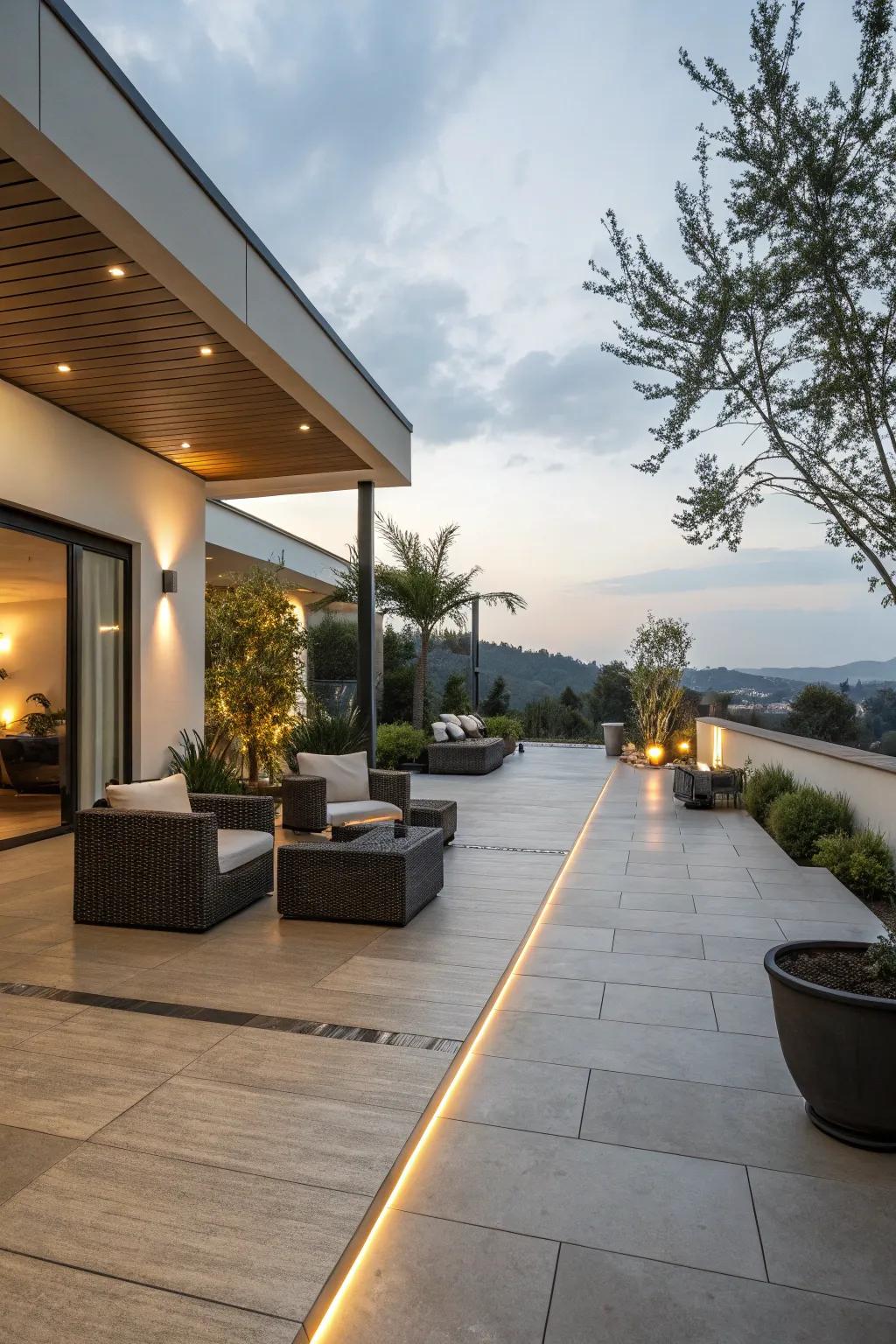 Heated flooring keeps patios warm from the ground up.