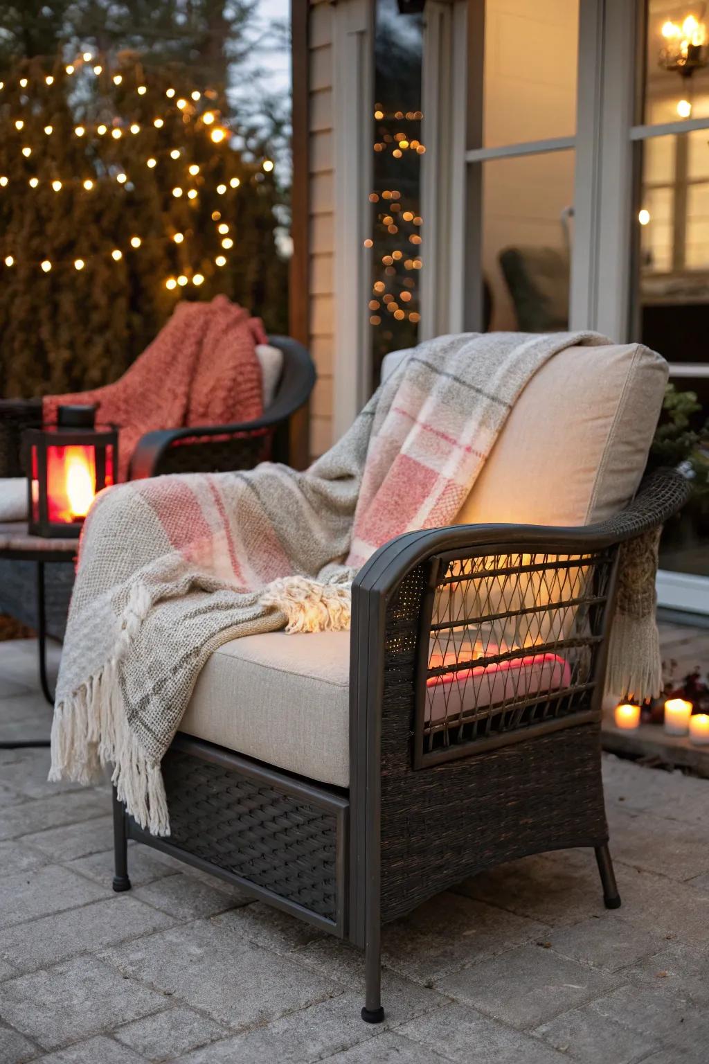 Heated cushions add a personal touch of warmth.