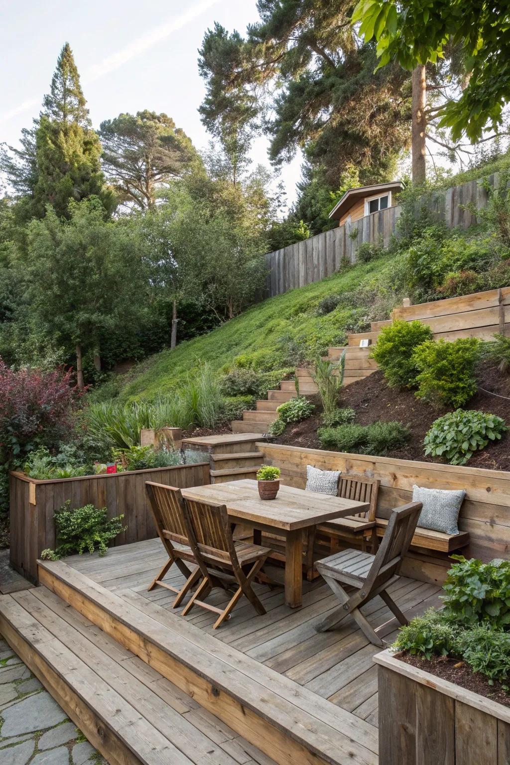 A seating area invites relaxation in a natural setting.