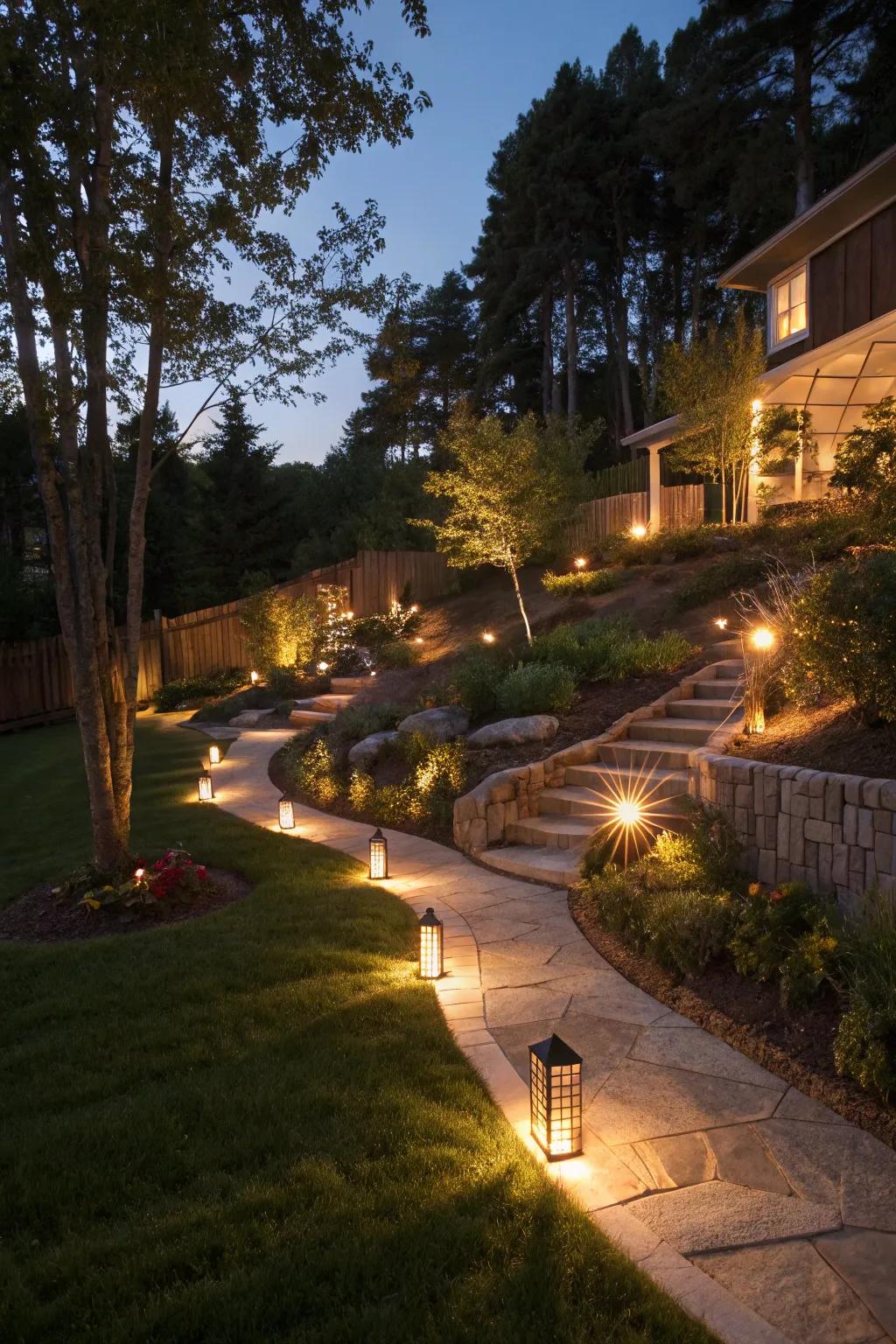 Lighting transforms your garden after dark.