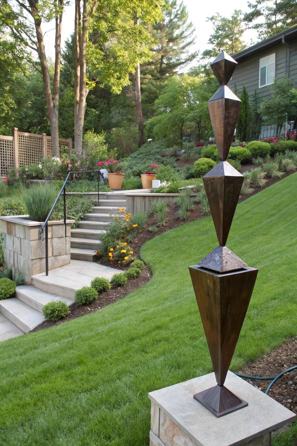 Art installations bring unique flair to your garden.
