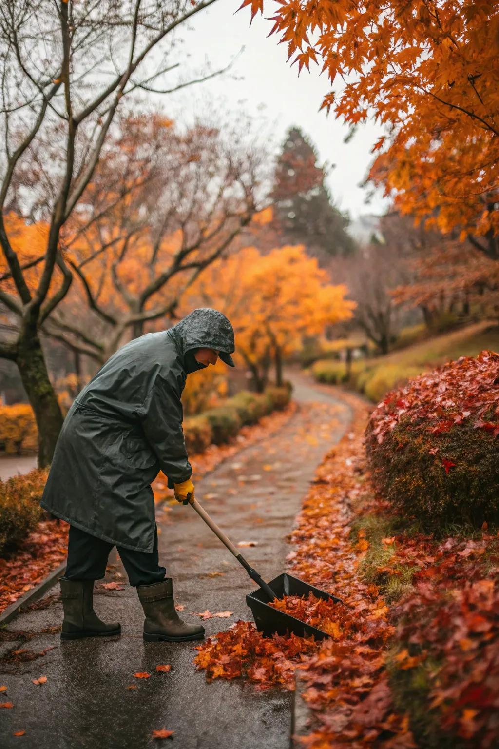 Conquer heavy leaf piles with a trusty wide shovel.