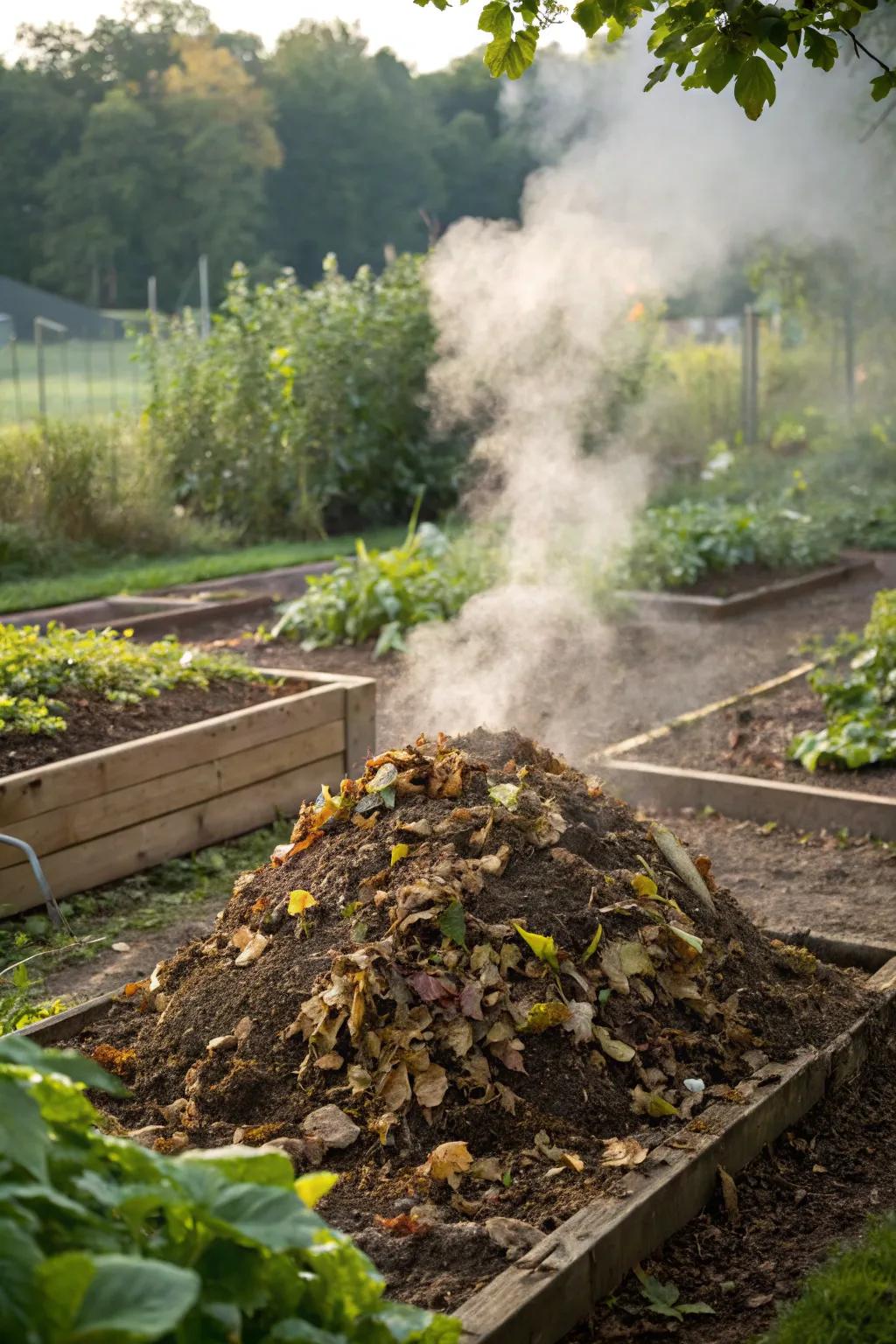 Harness the power of heat with a leaf-filled hot compost pile.