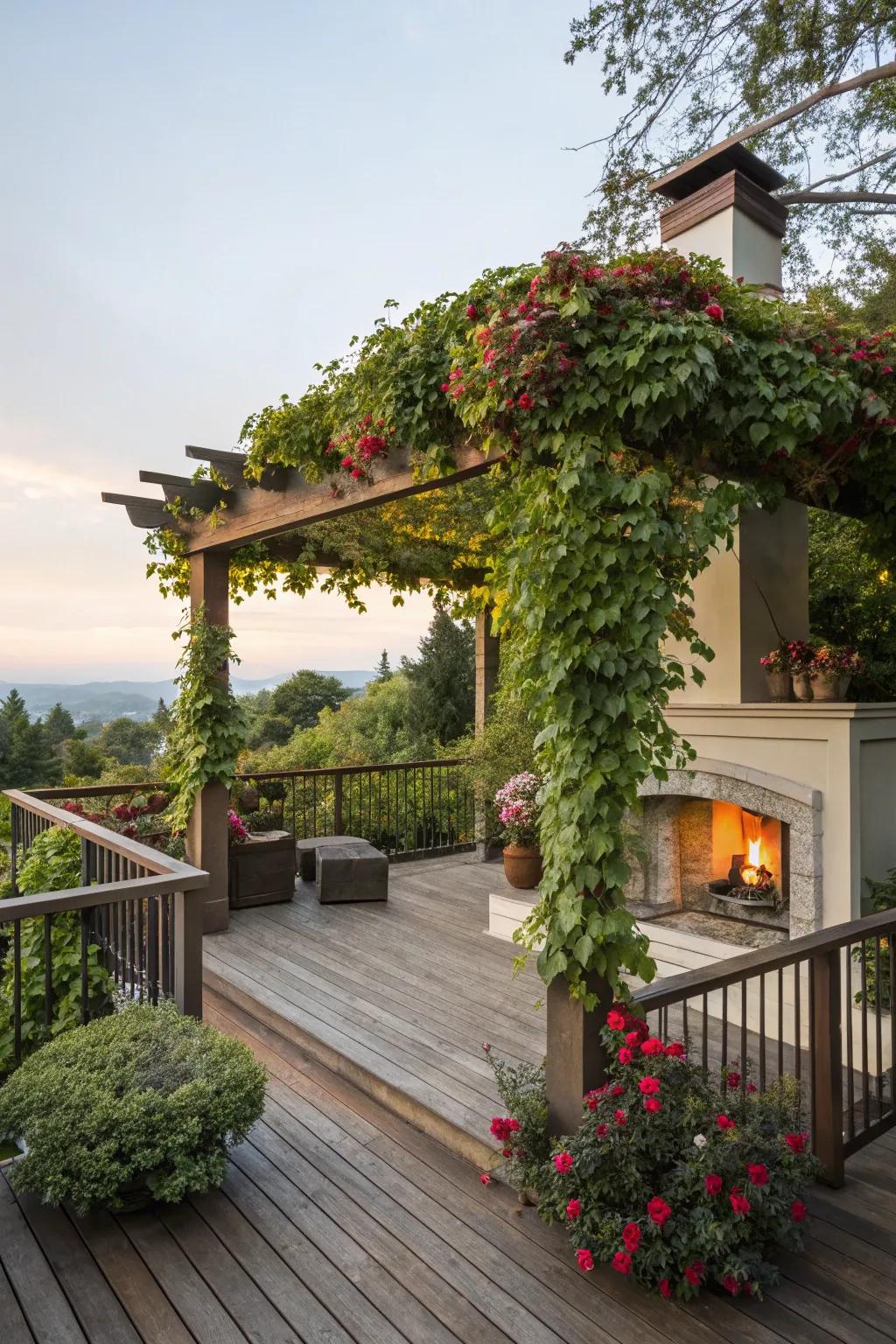 A pergola provides shade and charm.