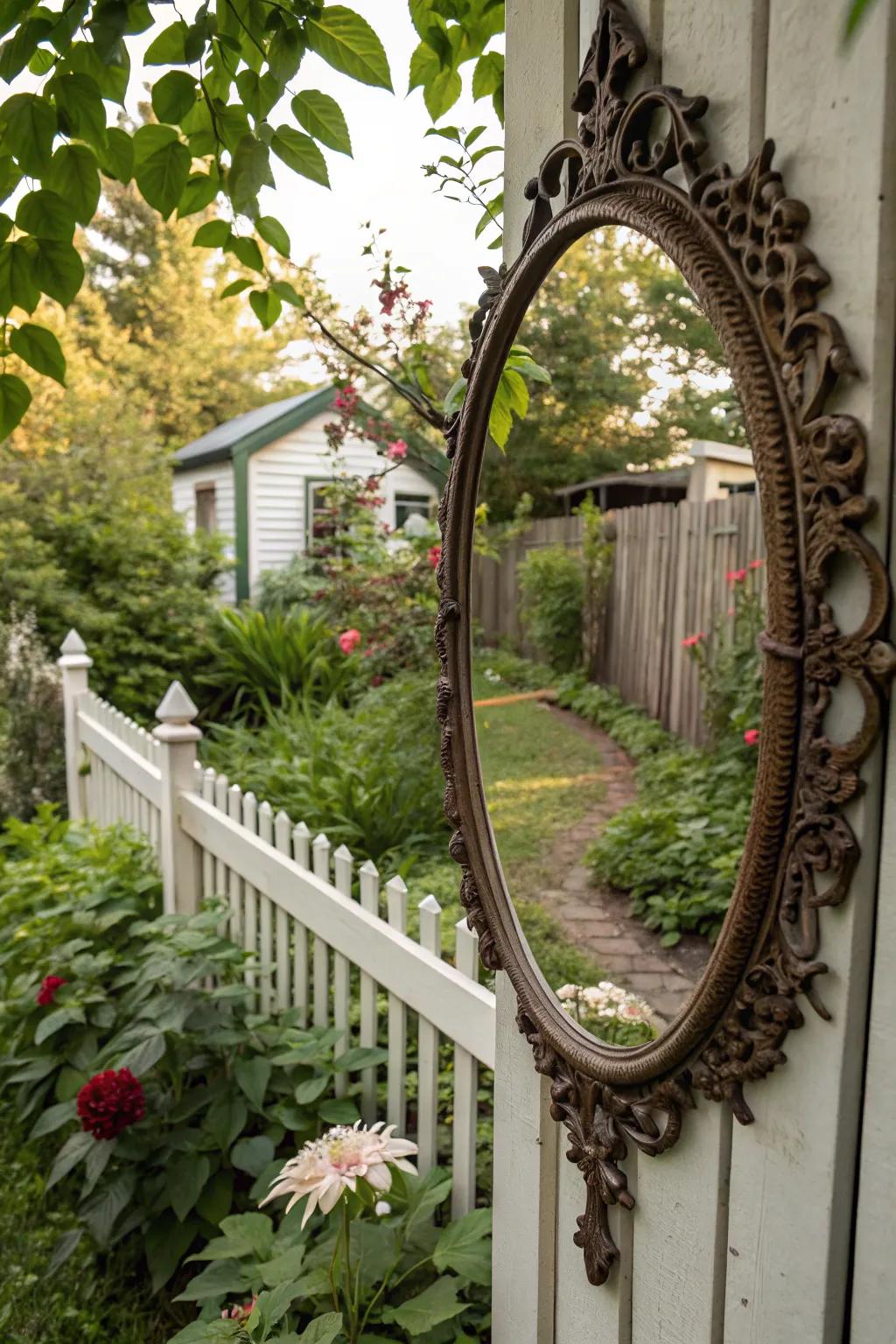 Mirrors double the visual space.