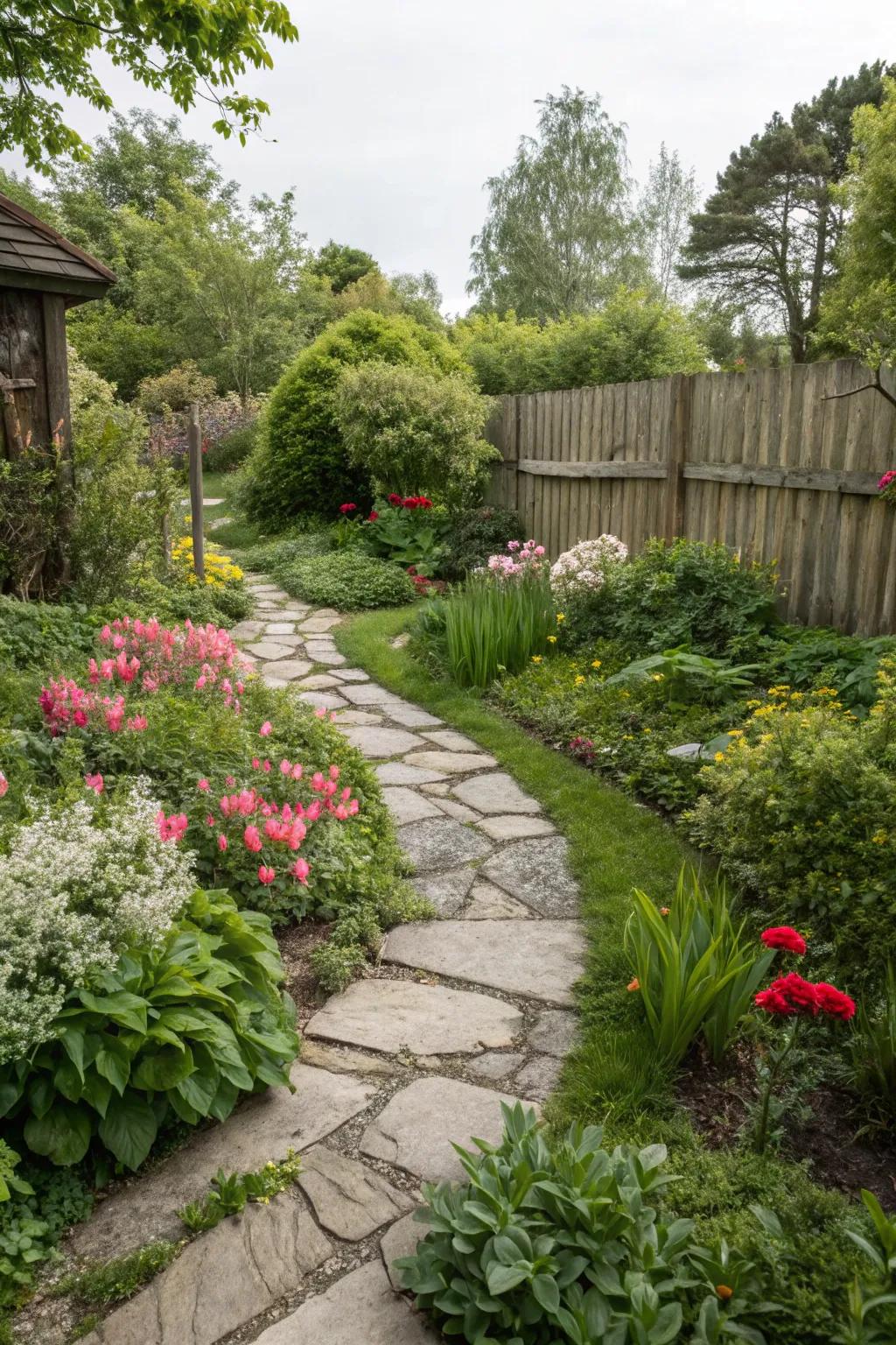 Stone paths add structure and charm.