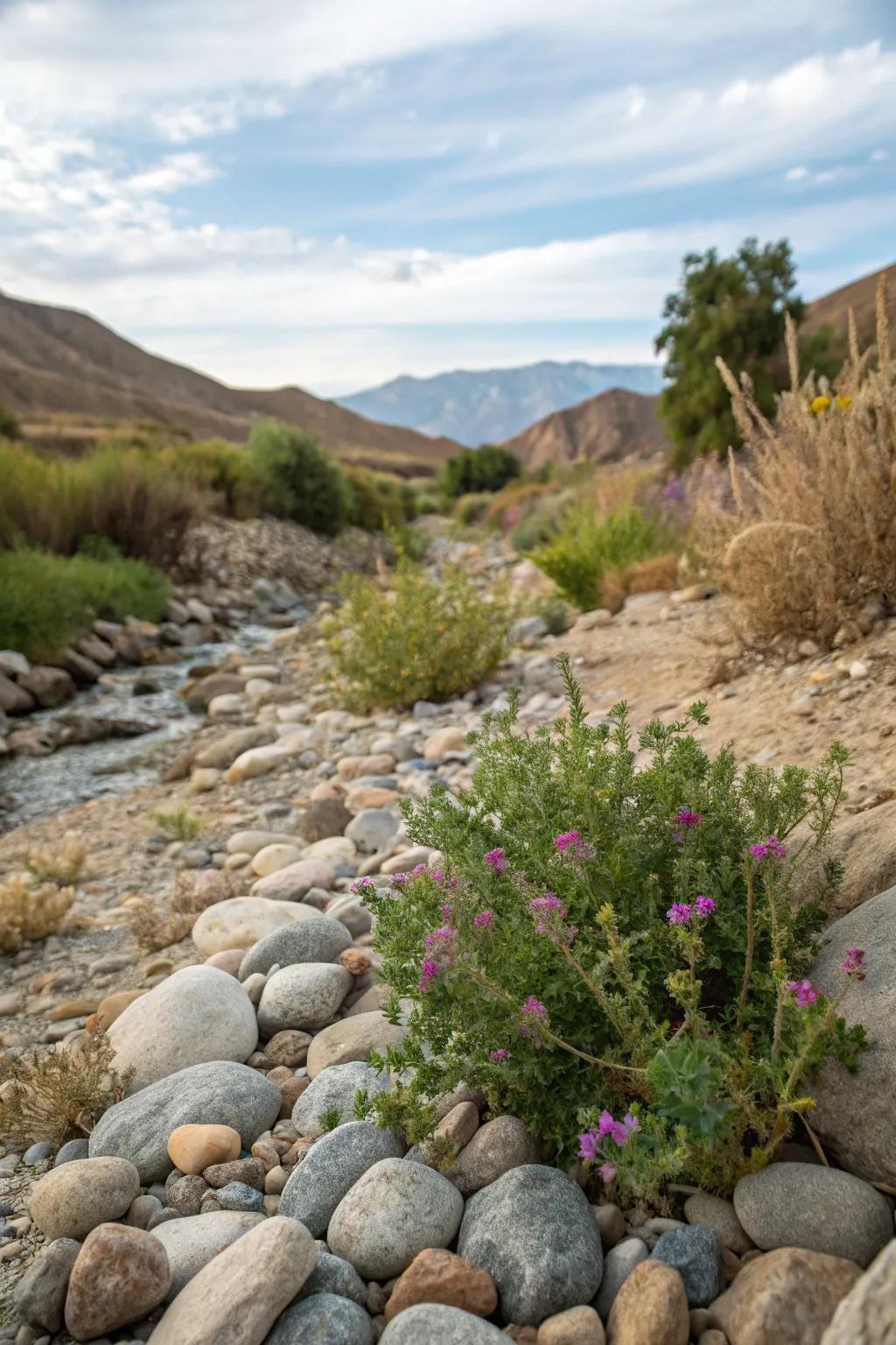 Dry creek beds offer function and beauty in landscape design.