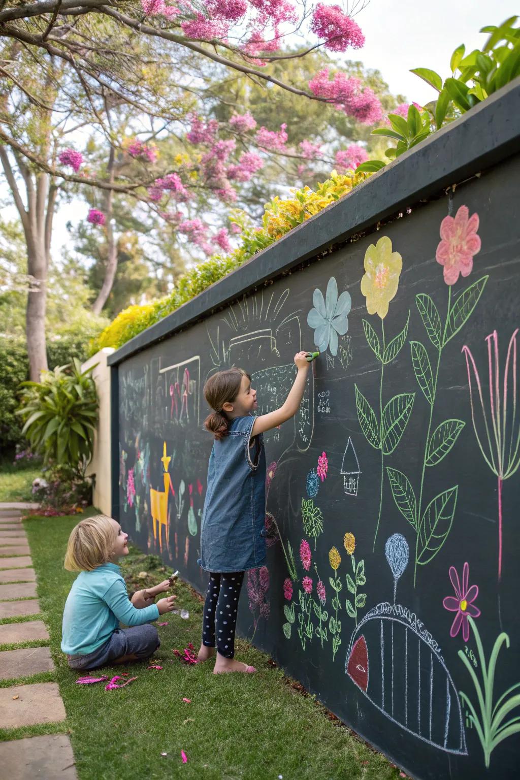 Outdoor art walls inspire creativity and fun.