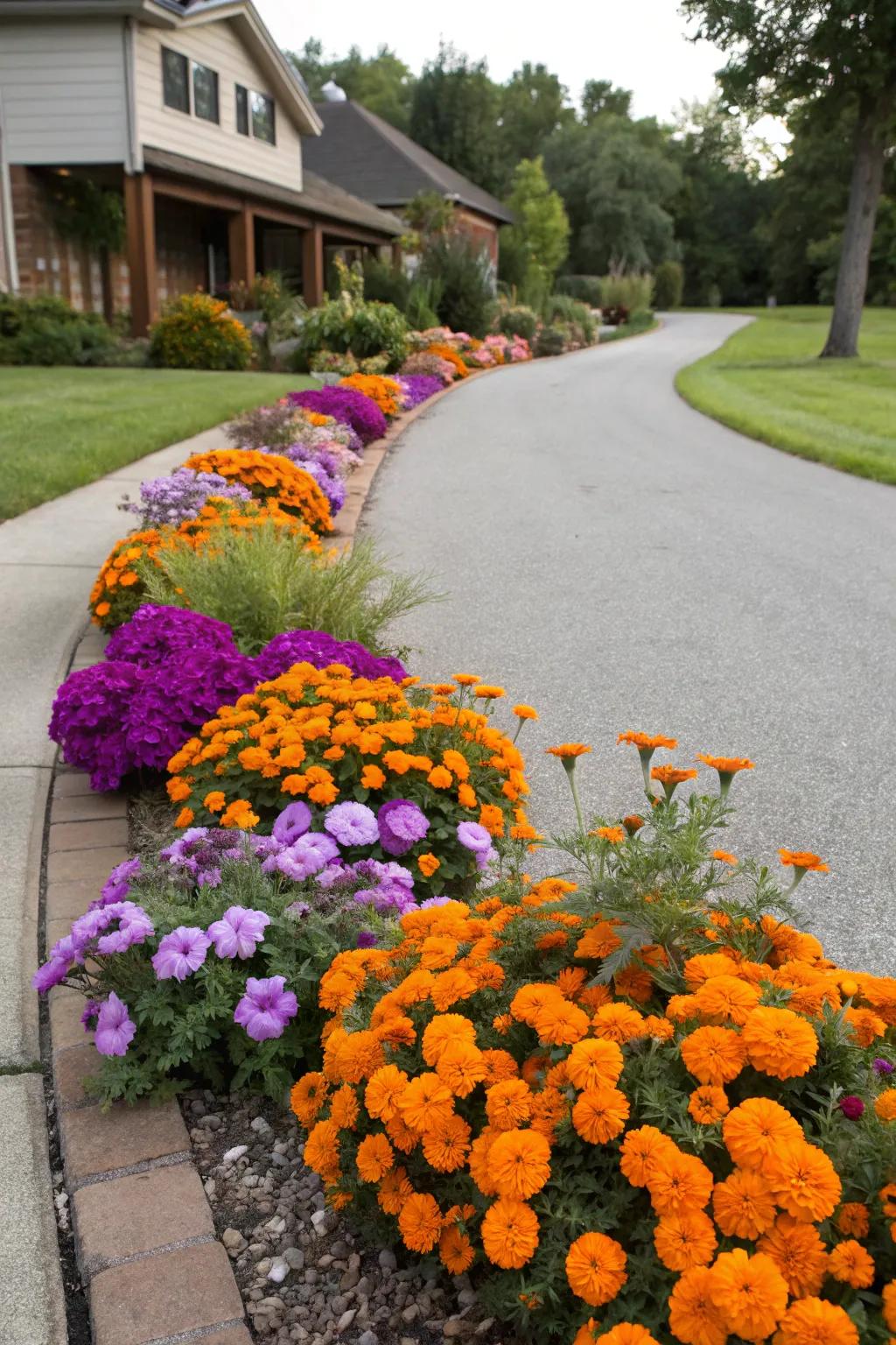 Brighten your driveway with vibrant flower borders.