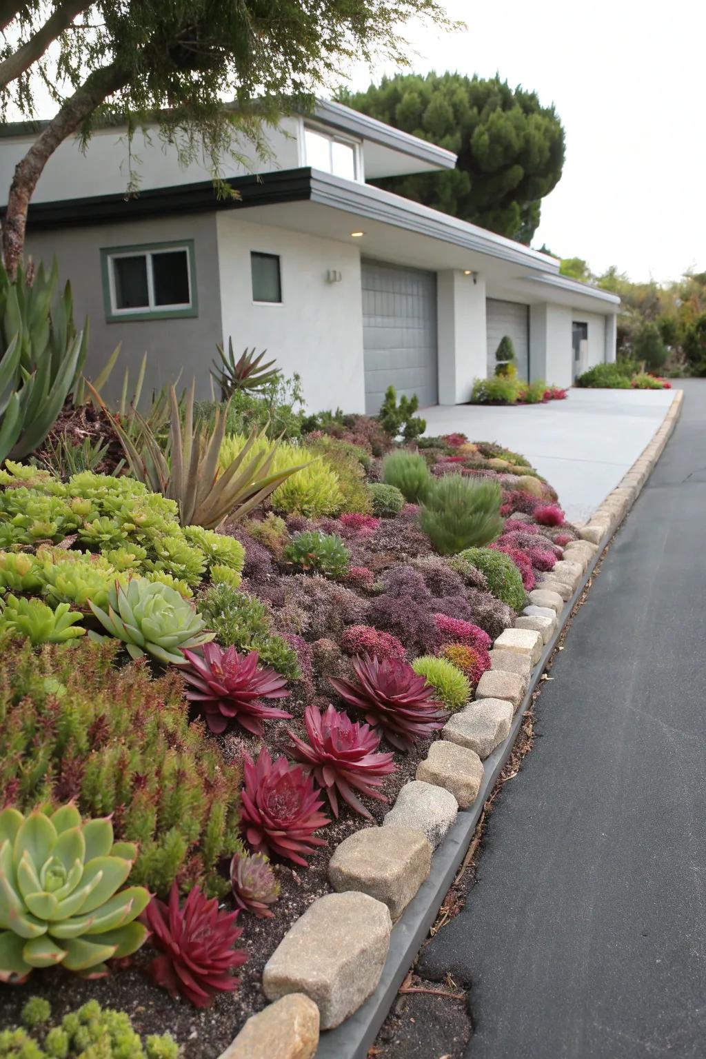 Add modern flair with succulent plantings.