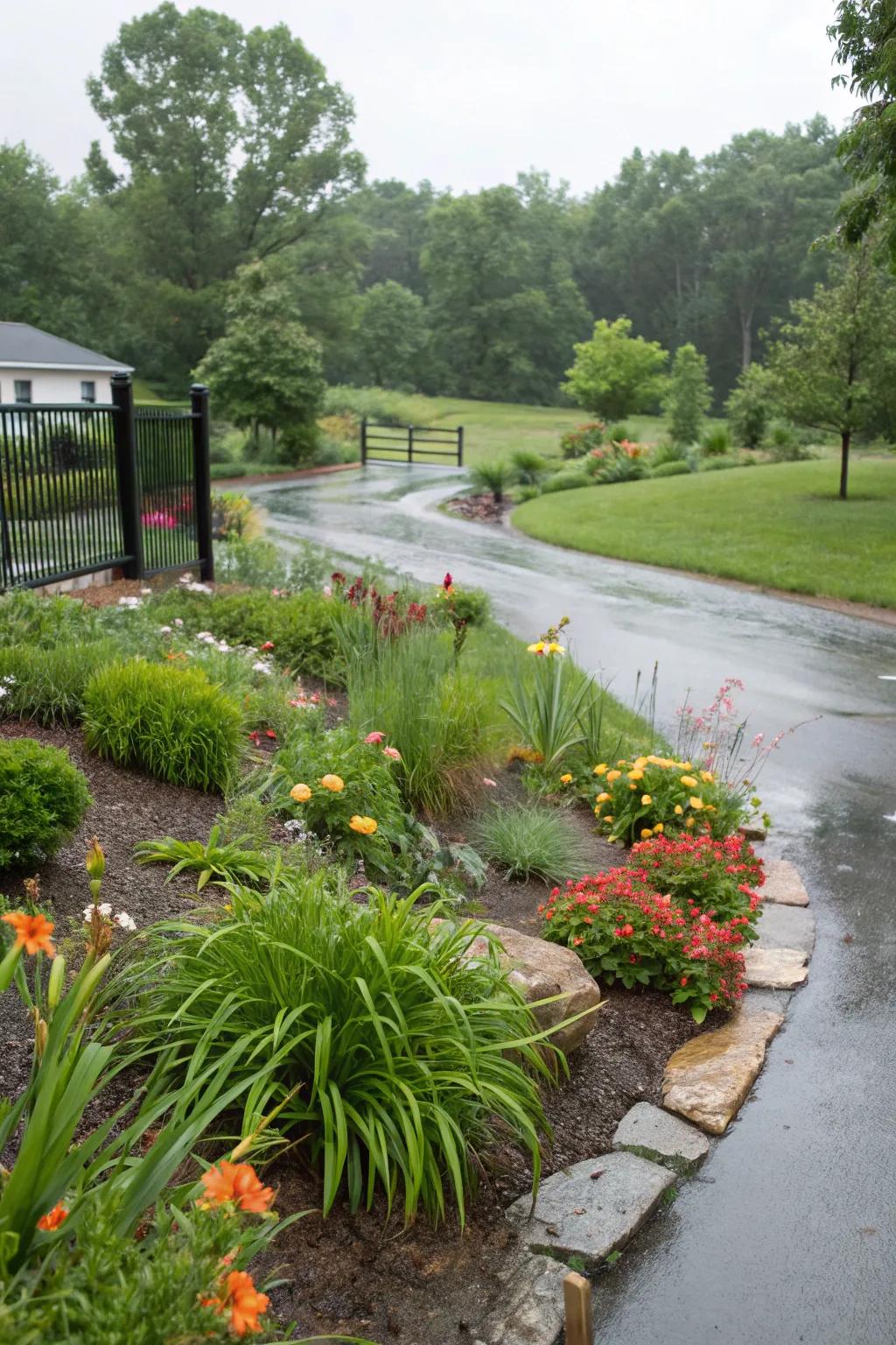Manage water with a beautiful rain garden.