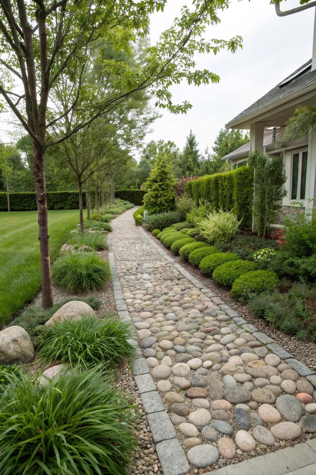 Blend hardscaping and plants for harmony.